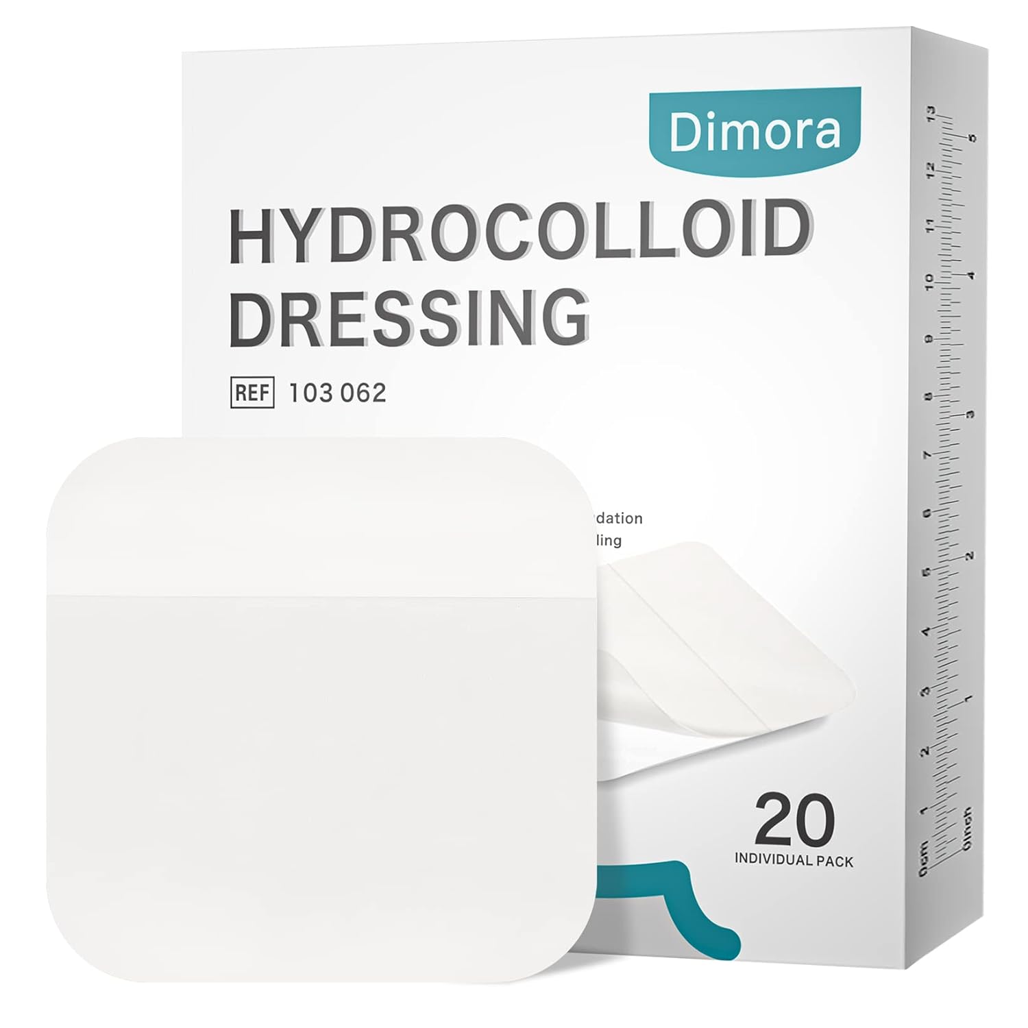Dimora 20 Pack Hydrocolloid Wound Dressing, Ultra Thin 4" x 4" Large Patch Banda...