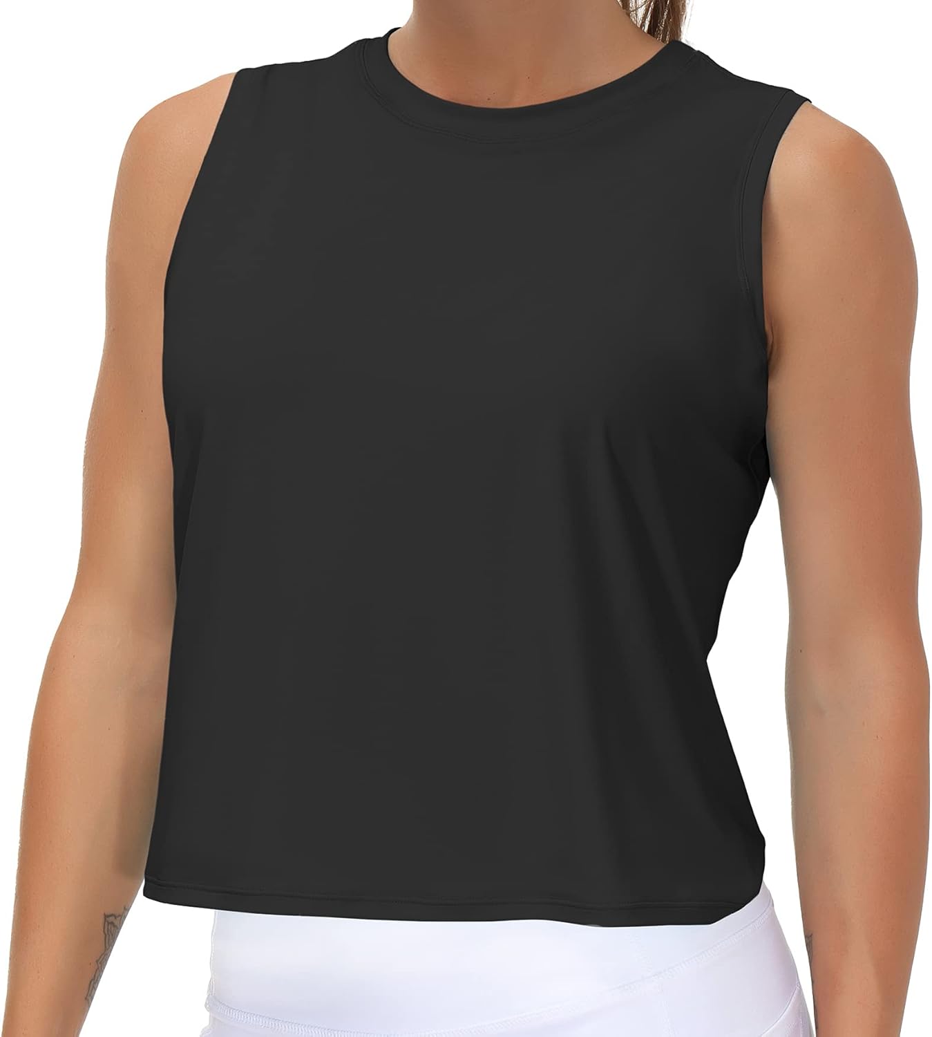 THE GYM PEOPLE Women's Workout Tops in Ice Silk Quick Dry Sleeveless Black Mediu...