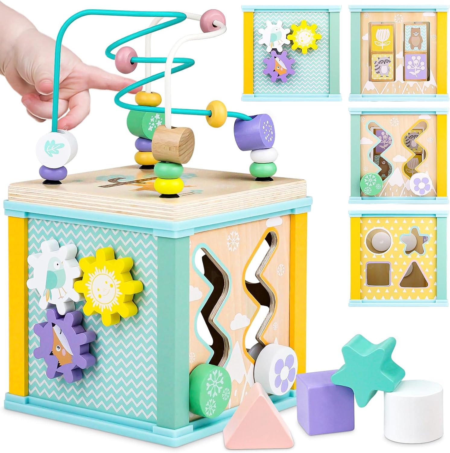 Airlab Wooden Activity Cube Toys, Baby Toys for 1 Year Old, 1st Birthday Gifts f...