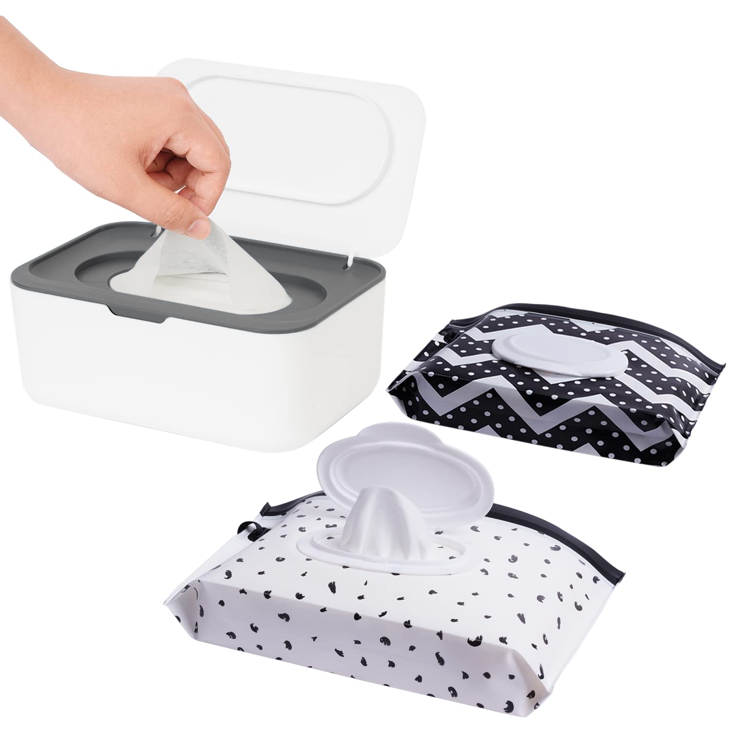 Wipes Dispenser with 2 Portable Wipe Cases, Wipe Holder for Baby & Adult, Sepose...