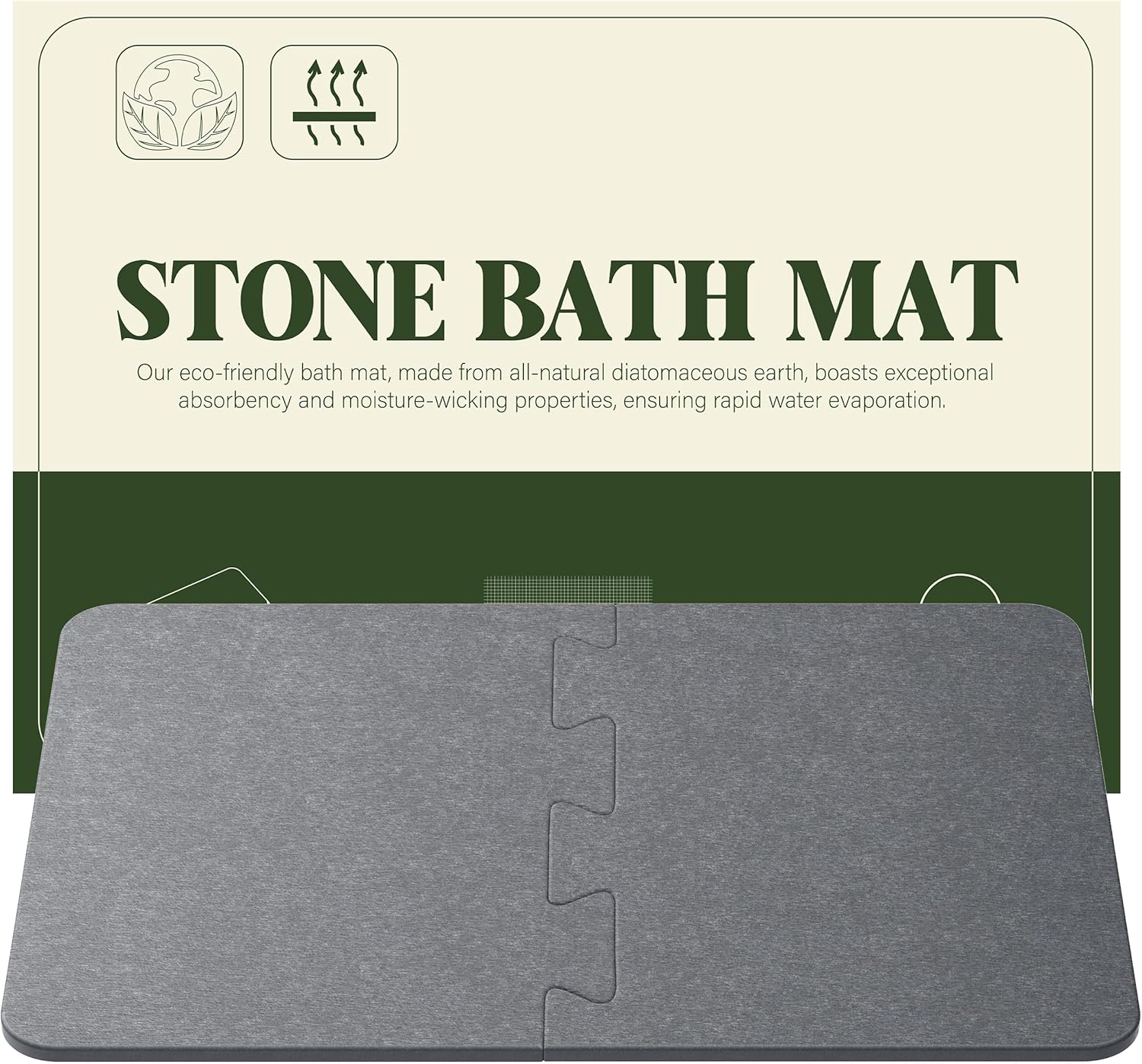 Stone Bath Mat for Bathroom, Diatomite Stone Bath Shower Mat, Stone Dish Drying...