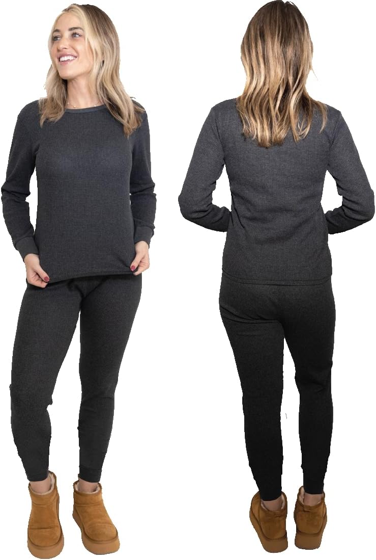 MISS POPULAR Womens 2-Piece Waffle Thermals Set | Long Sleeve Shirt, Pants | The...
