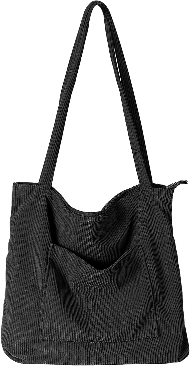 WantGor Women Corduroy Tote Bag, Large Shoulder Hobo Bags Casual Handbags Big Ca...