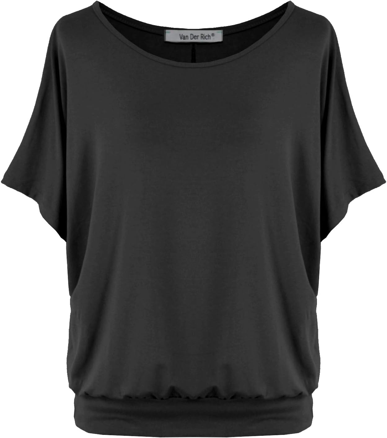 Batwing Tops for Women – Oversized Casual T-Shirt with Banded Waist X-Large Blac...