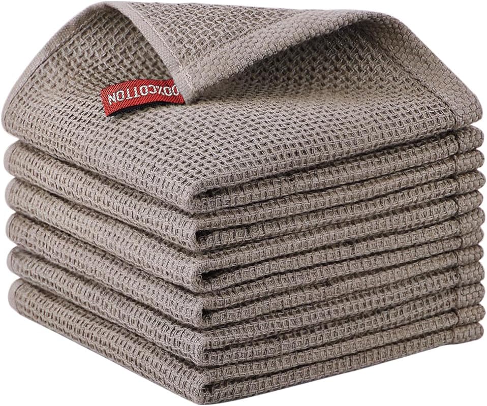 Nialnant Kitchen Dish Towels Set of 6,100% Cotton Waffle Weave Kitchen Drying To...