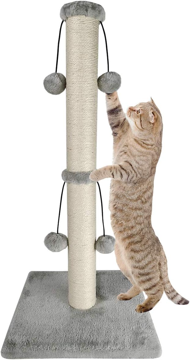 Dimaka 74cm Tall Cat Scratching Post, Scratch Post for Large Cats with 4 Teasing...