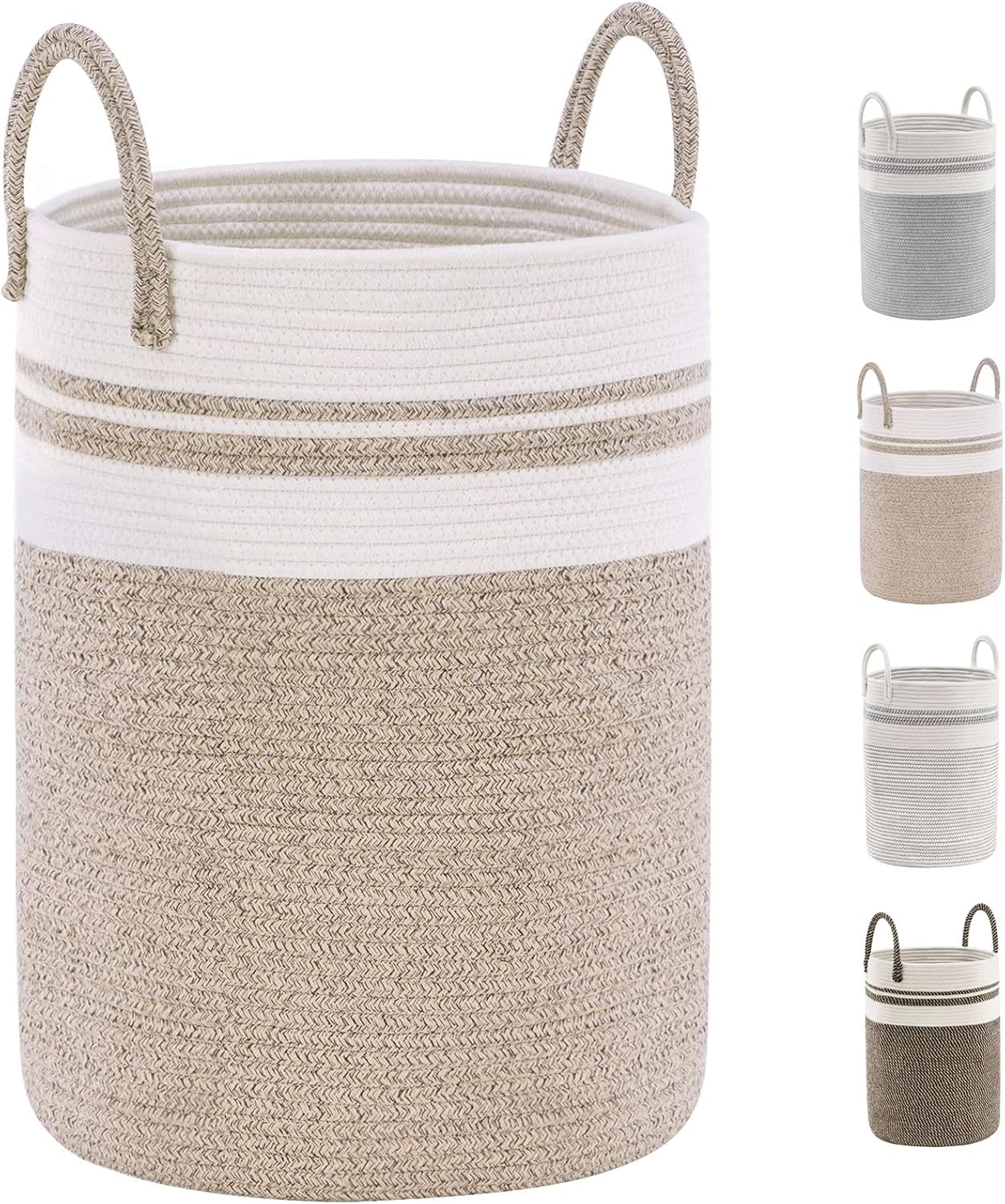 YOUDENOVA Cotton Rope Basket Large Blanket Basket Woven Storage Basket Toy Stora...