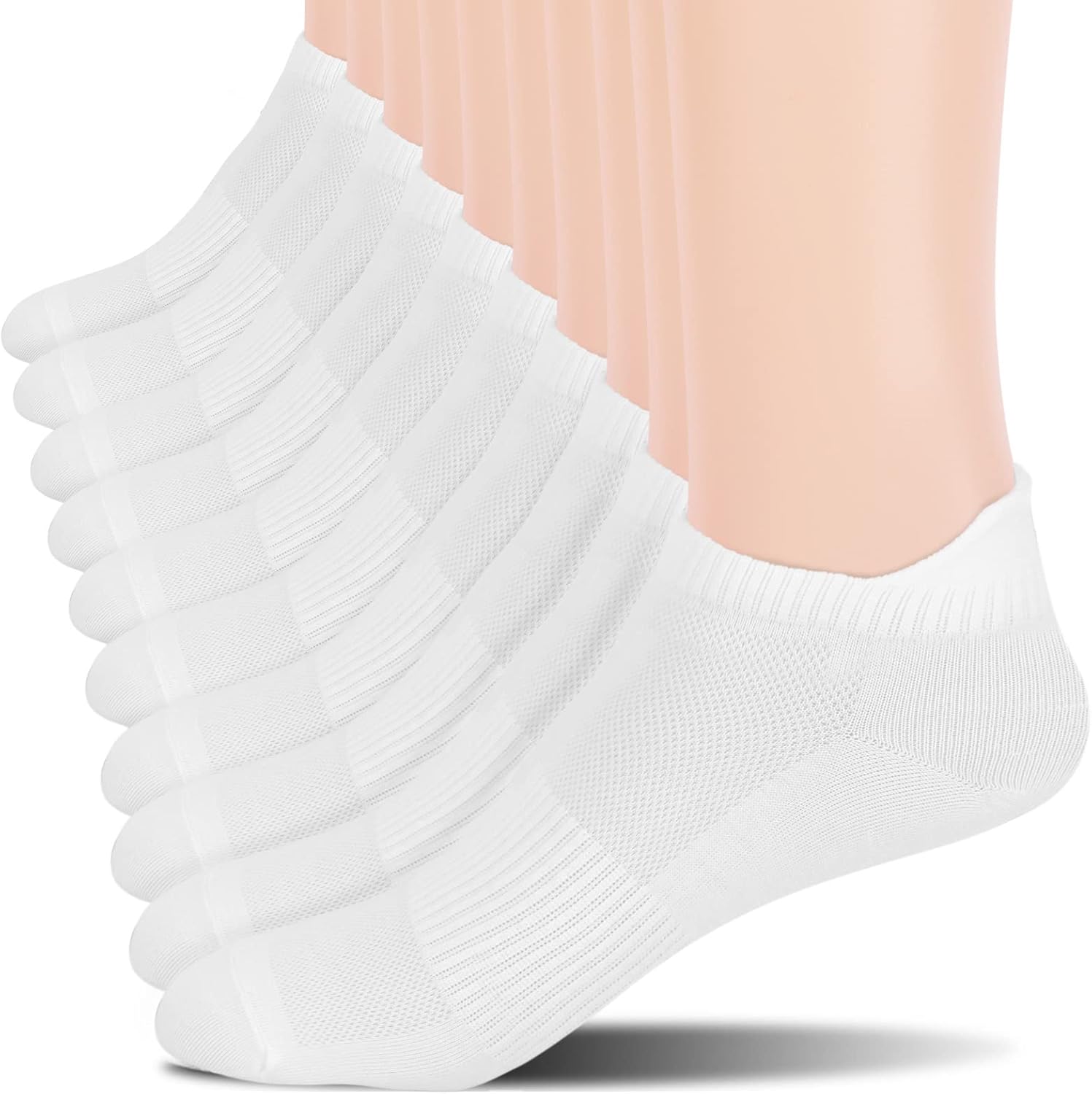 Cozi Foot Ankle Socks for Women: 10 Pairs Cotton Soft Fabric 5-8 C03-white
