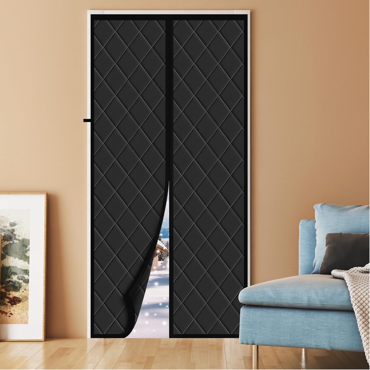 Magnetic Thermal Insulated Door Curtain, Fits Door Size 38" x 82",Durable Oxford...