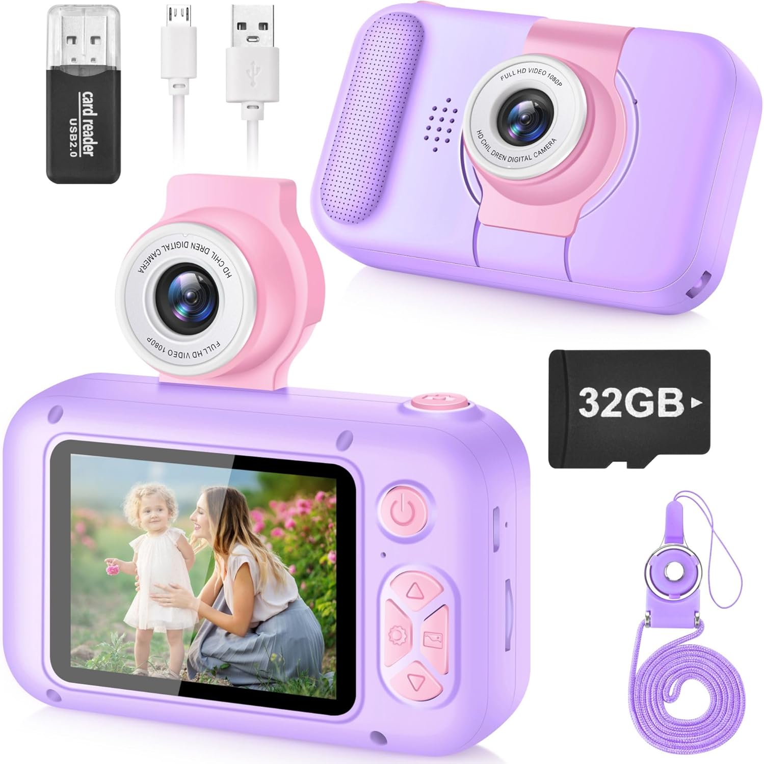 Kids Camera,ARNSSIEN Camera for Kids,2.4in IPS Screen Digital Camera,180°Flip Le...