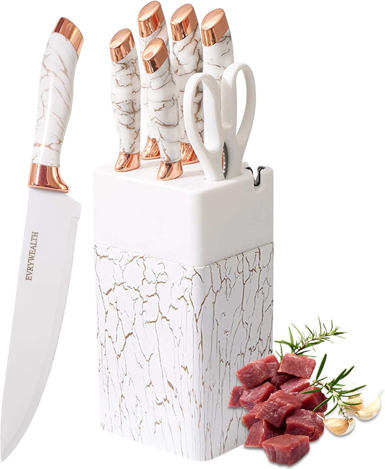 lapelux Kitchen Knife Set - 6 Piece Knife Set with Block .Stainless Steel Knives...