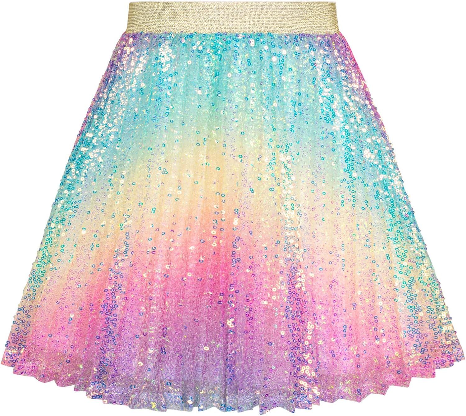 GRACE KARIN Girls Sequin Skirt Elastic Waist Sparkle Pleated Skirt for Party 5-1...