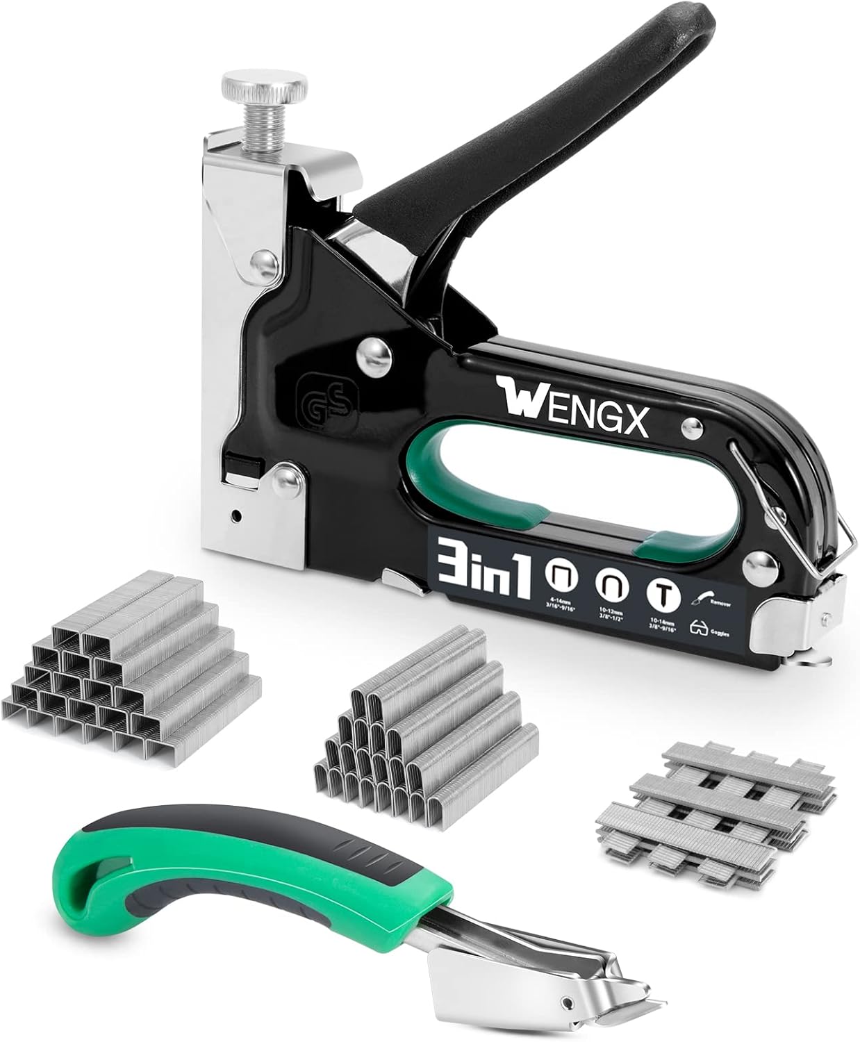 Upholstery Staple Gun with 3000 Staples and 1 Remover,3 in 1 Stapler Gun Heavy D...