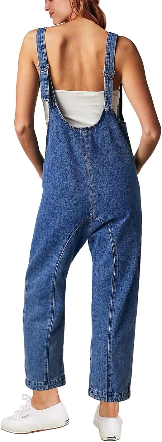High Roller Denim Jumpsuits for Women Casual Sleeveless Loose Baggy Overalls Jea...
