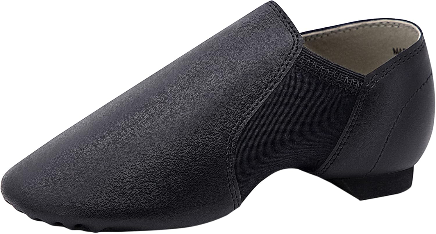 ARCLIBER Jazz Shoes for Women/Big Kid Slip-on Leather Dance Shoes 4.5 Black