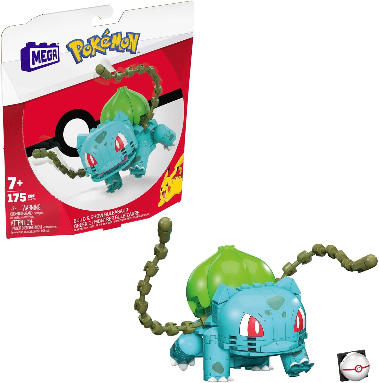MEGA Pokémon Building Toys Set Build & Show Bulbasaur with 175 Pieces, Articulat...