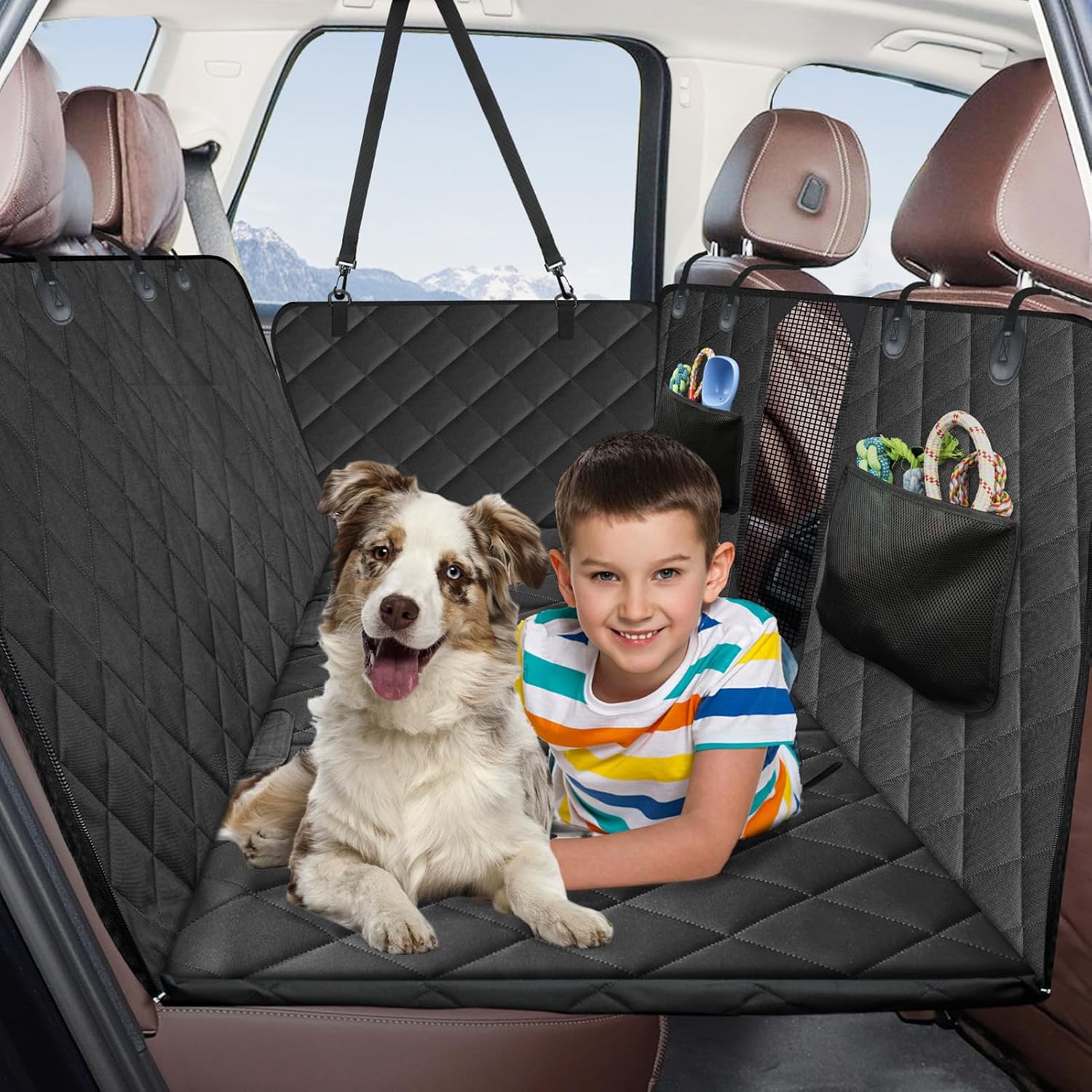 Kytely Back Seat Extender for Dogs,Hard Bottom Dog Car Seat Cover for Back Seat...
