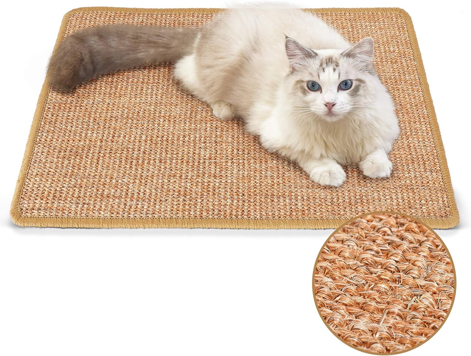 FUKUMARU Cat Scratching Mat, 60x40 cm Natural Sisal Cat Scratch Mat, Horizontal...