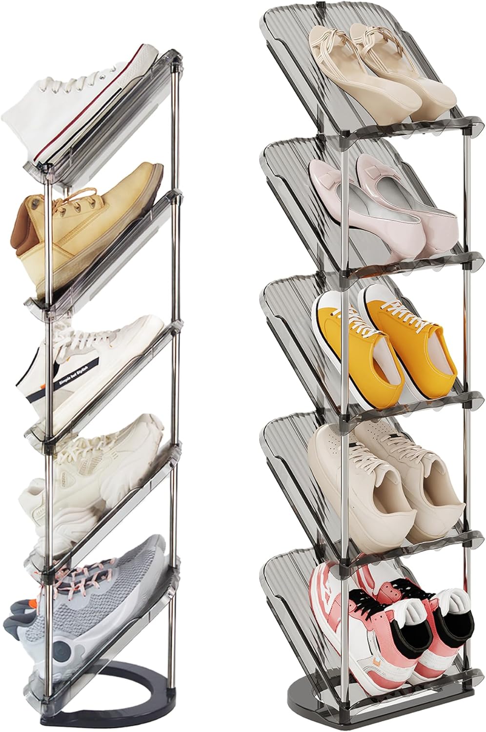 Patinao Sloping Narrow Shoe Rack 5 Tiers - Slim Tall Shoes Racks for Small Space...
