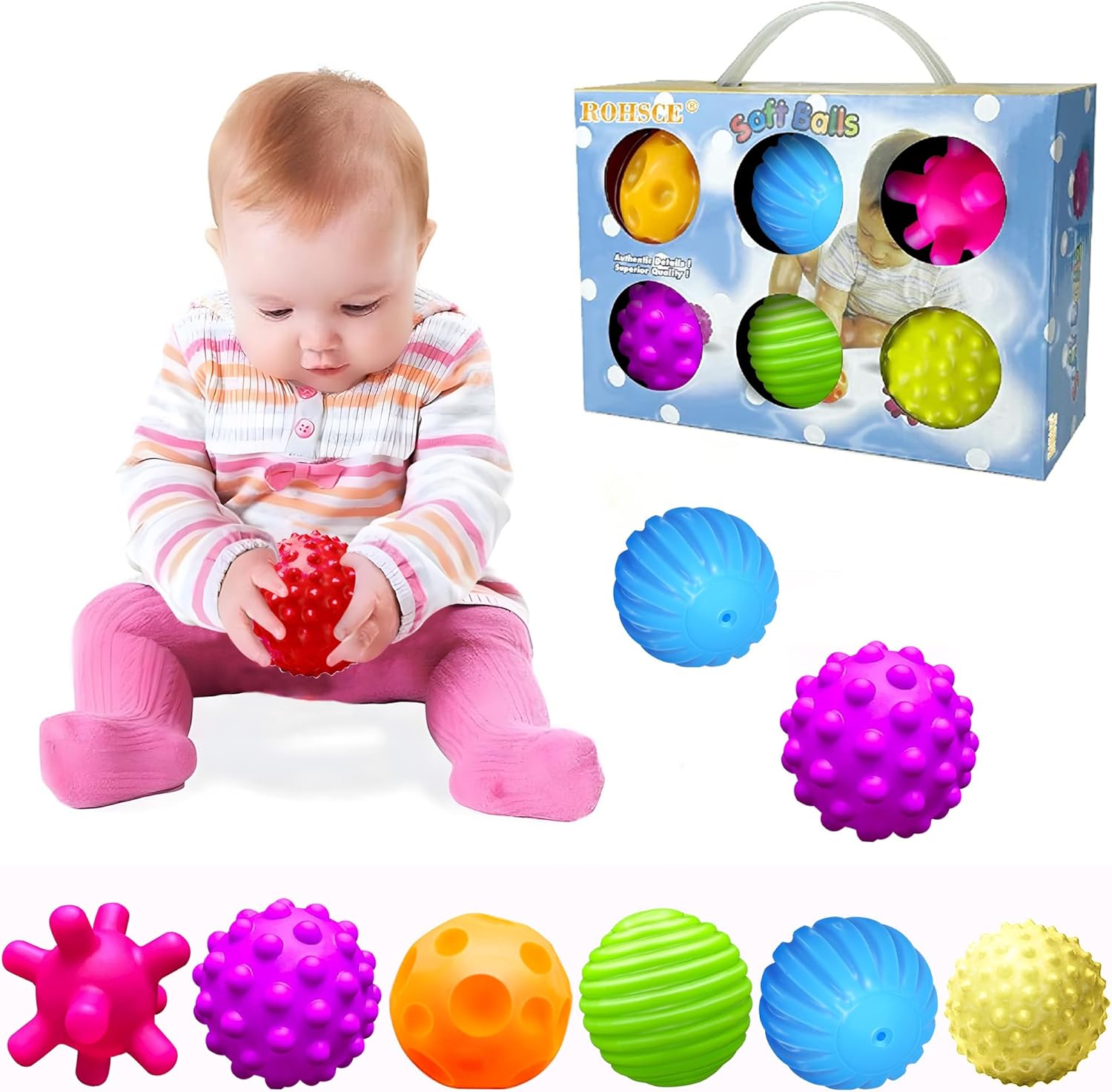 Sensory Balls for Baby Sensory Baby Toys 6 to 12 Months for Toddlers 1-3, Bright...