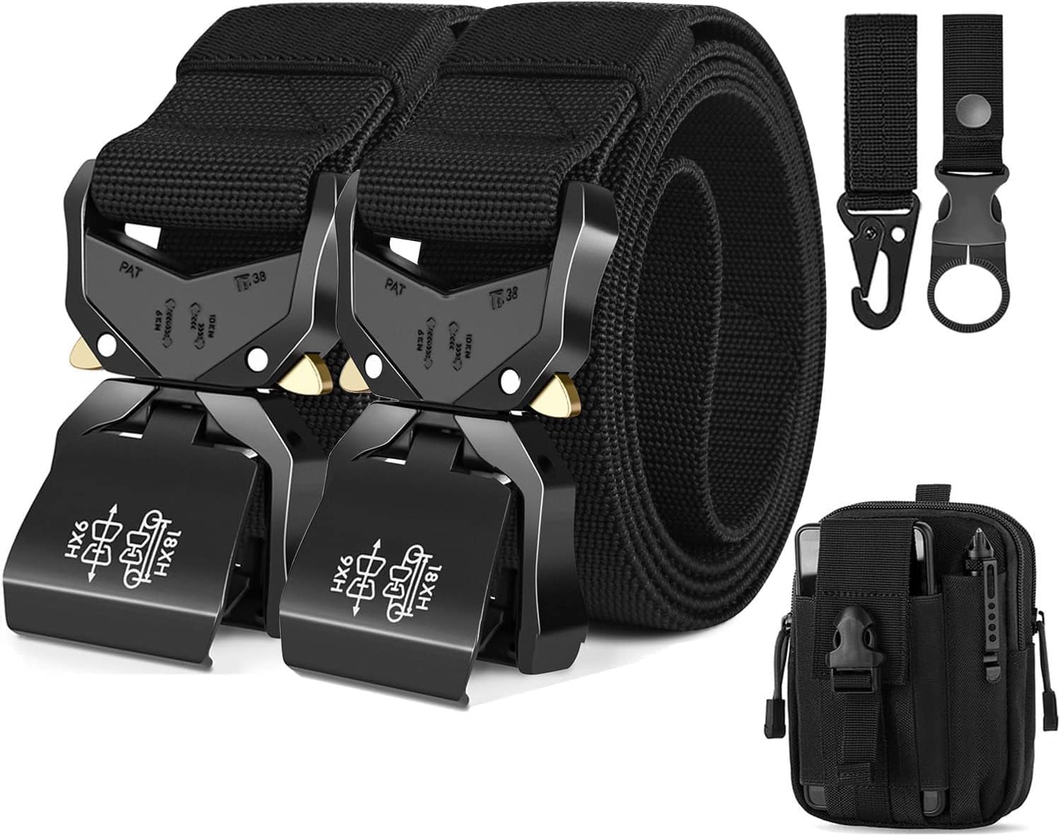 Leskyair Men Tactical Belt, Military Work Belt Rigger 1.5" Nylon with Heavy Duty...