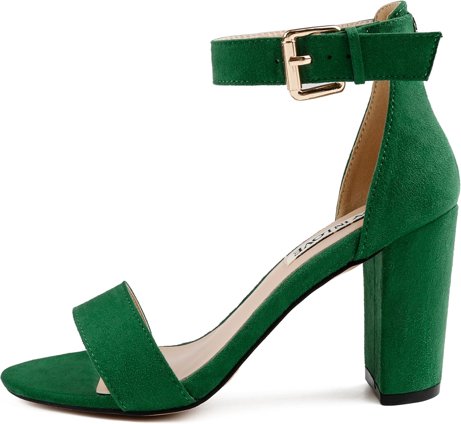JOY IN LOVE Womens 3.5" Chunky Block High Heels Ankle Strap Heeled Sandals 9.5 G...