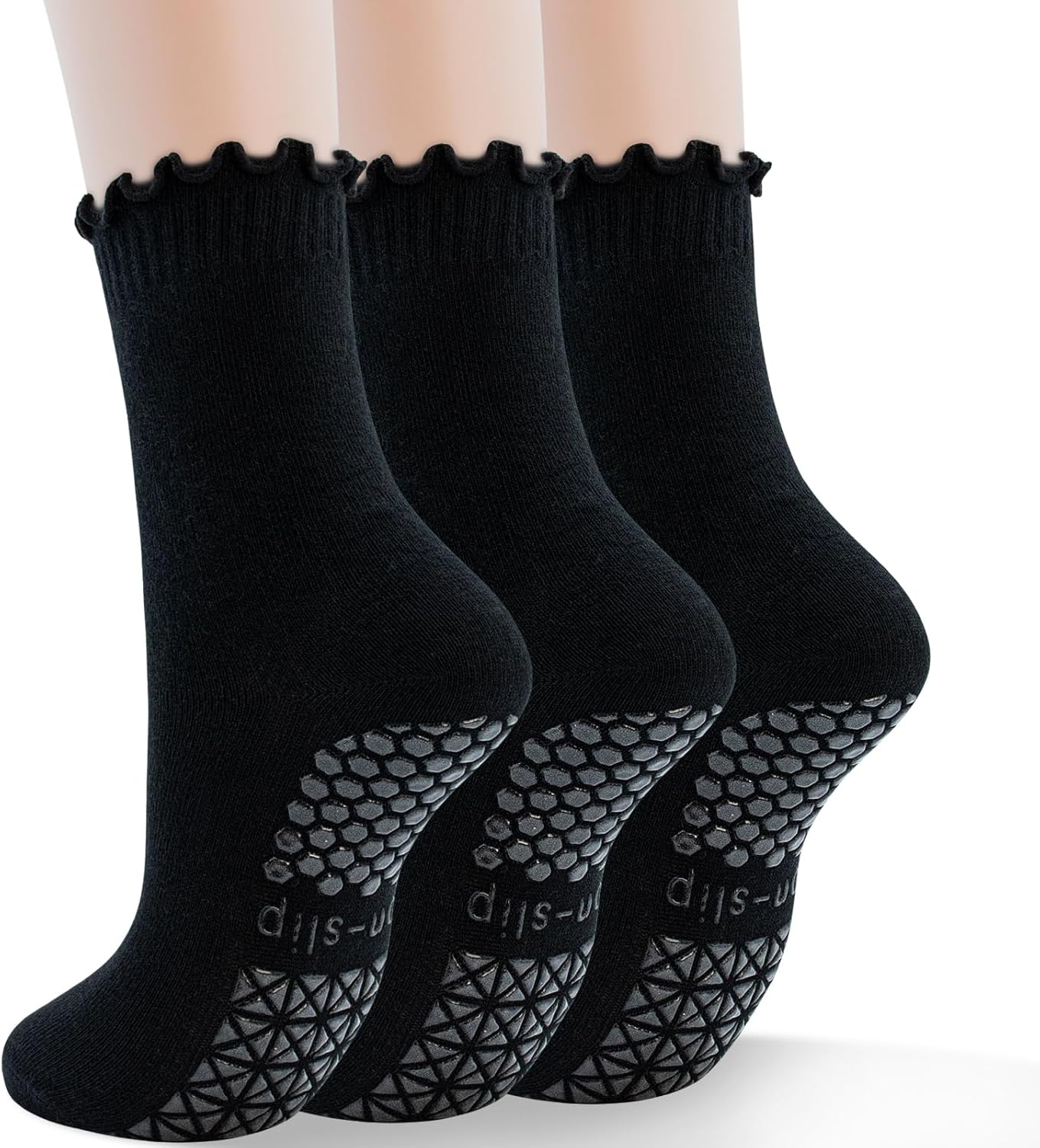 GRPSKCOS Yoga Non Slip Socks 3 Pairs Pilates Socks with Grip Women Grip Socks fo...