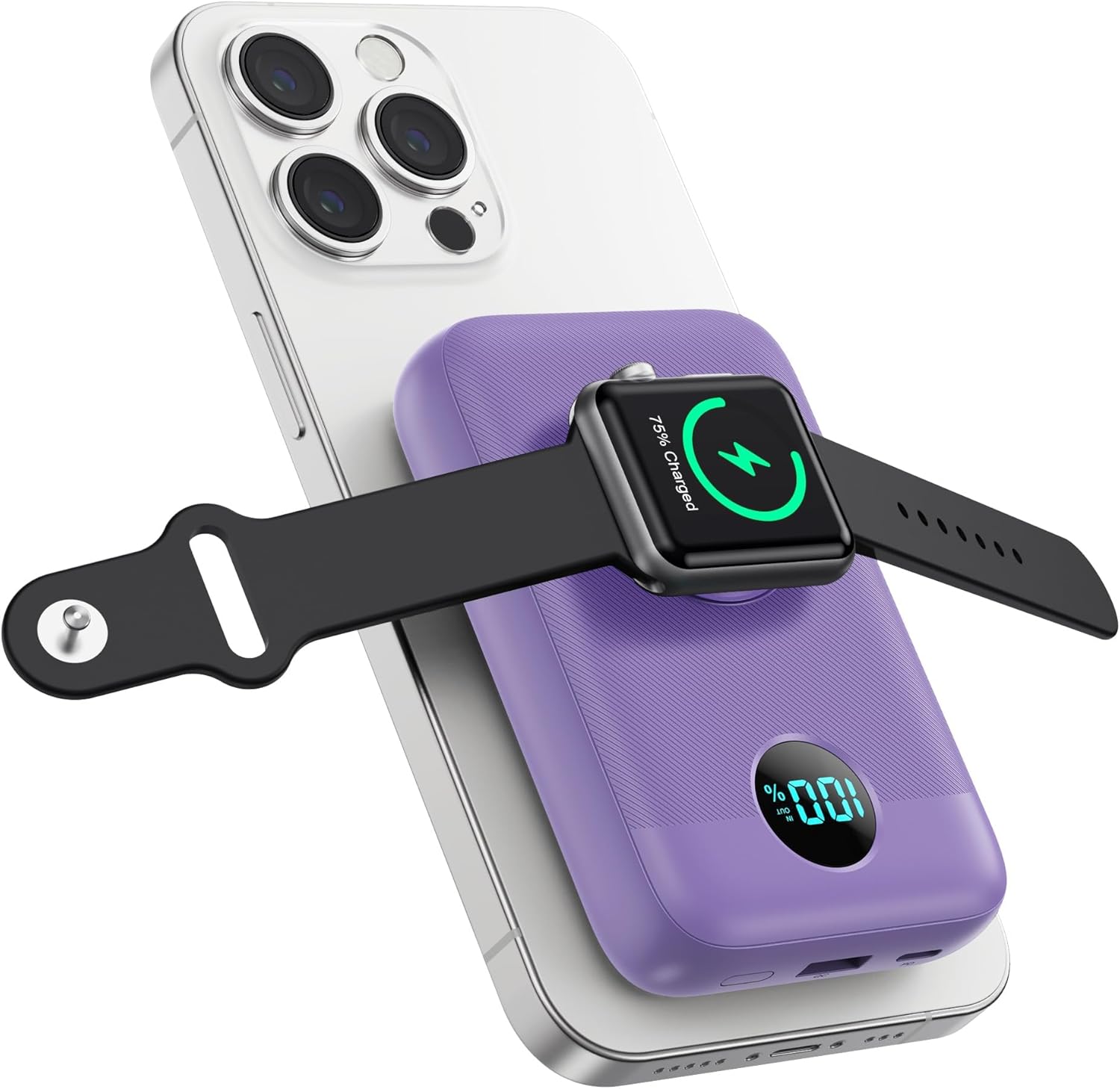 Magnetic Portable Charger 10800mAh,4-in-1 Wireless Power Bank with iWatch Charge...