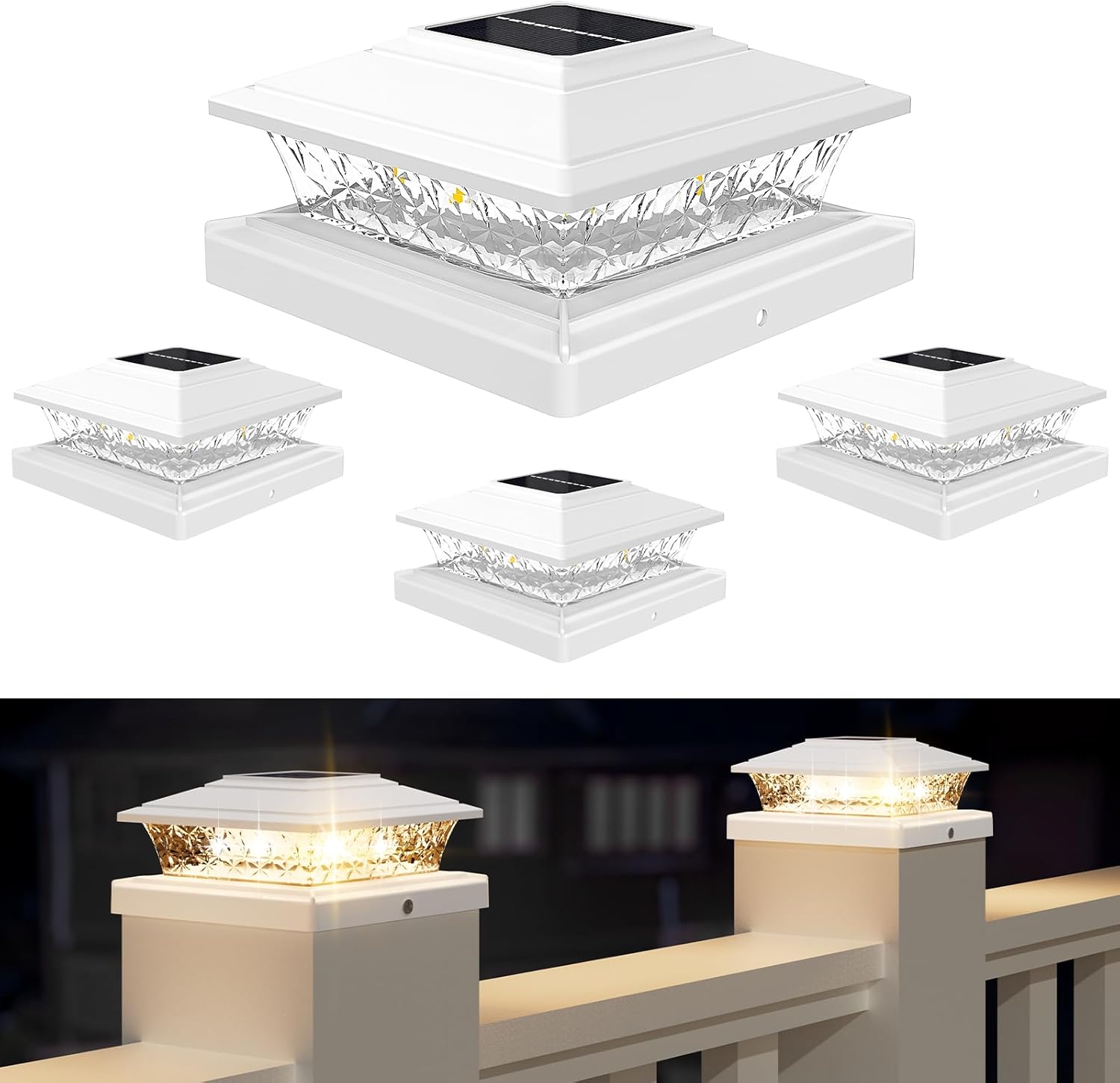 APONUO Solar Post Lights Outdoor, 16 LEDs RGB Dynamic & Warm Light Mode for 4x4,...