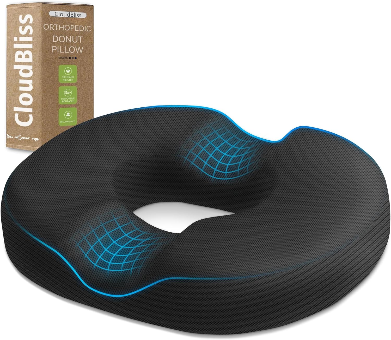 Donut Pillow Seat Cushion Chair Pad for Tailbone Pain Relief and Hemorrhoids, Me...