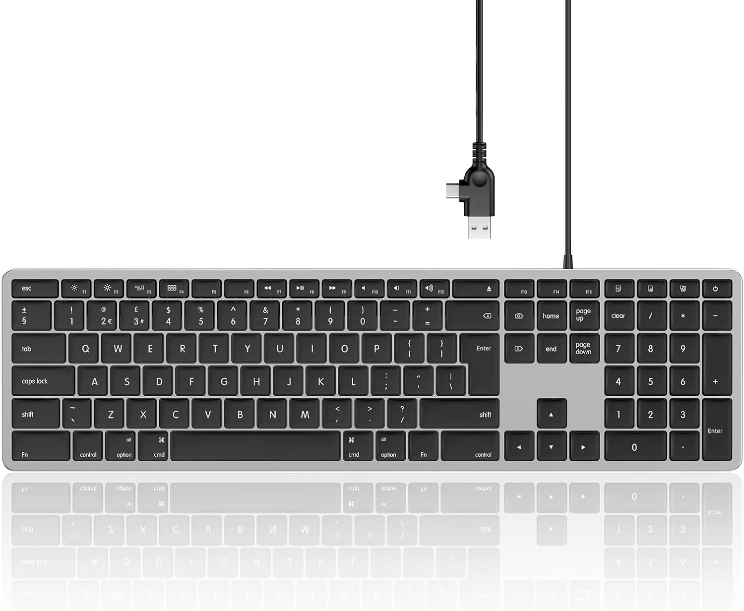 Seenda Wired Keyboard for Mac OS, Full-Size, Slim & Quiet, with Numeric Pad & 2-...