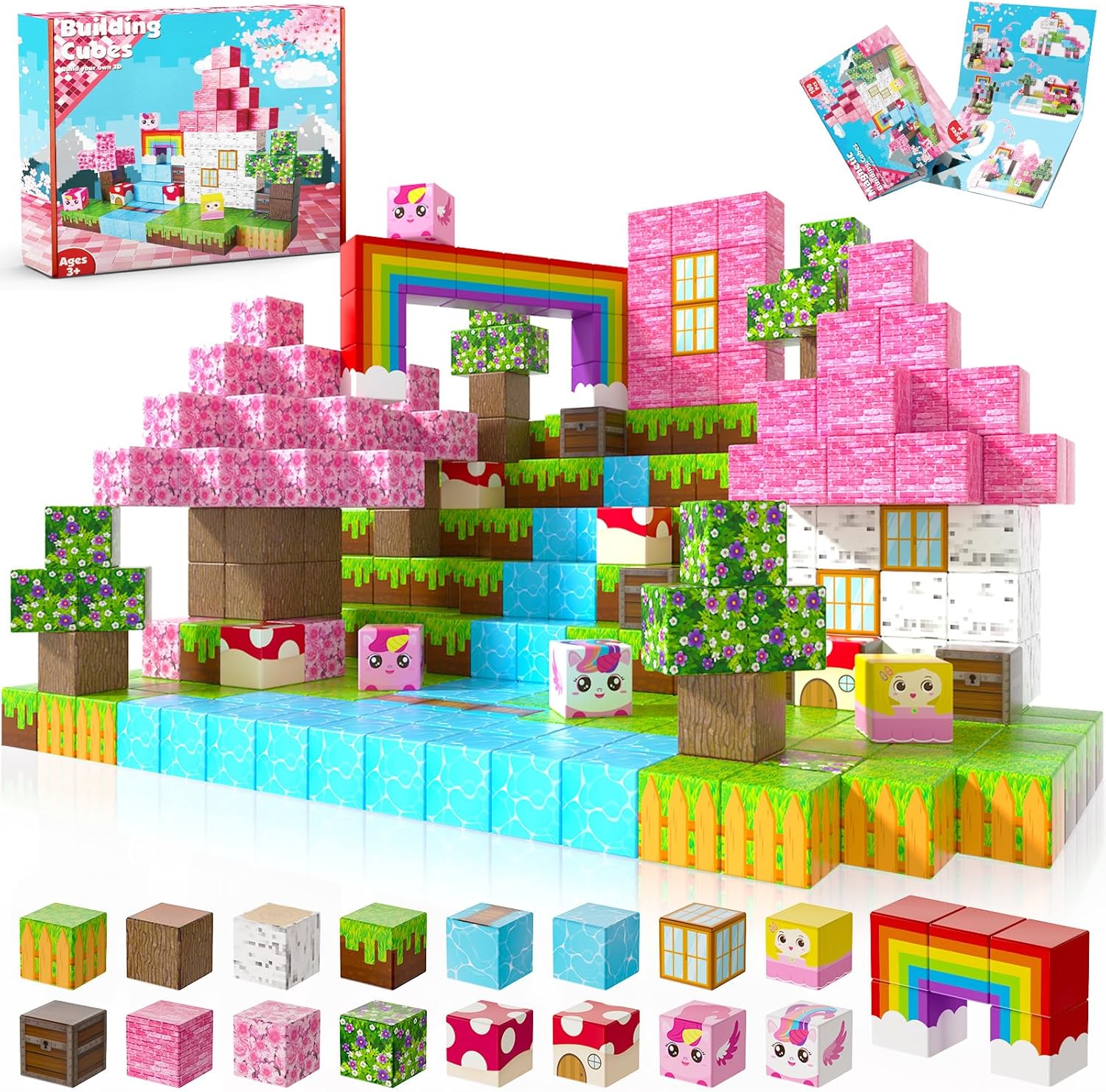 Annexfun Magnetic Blocks - 100PCS Magnetic Building Blocks Unicorn Magnetic Cube...