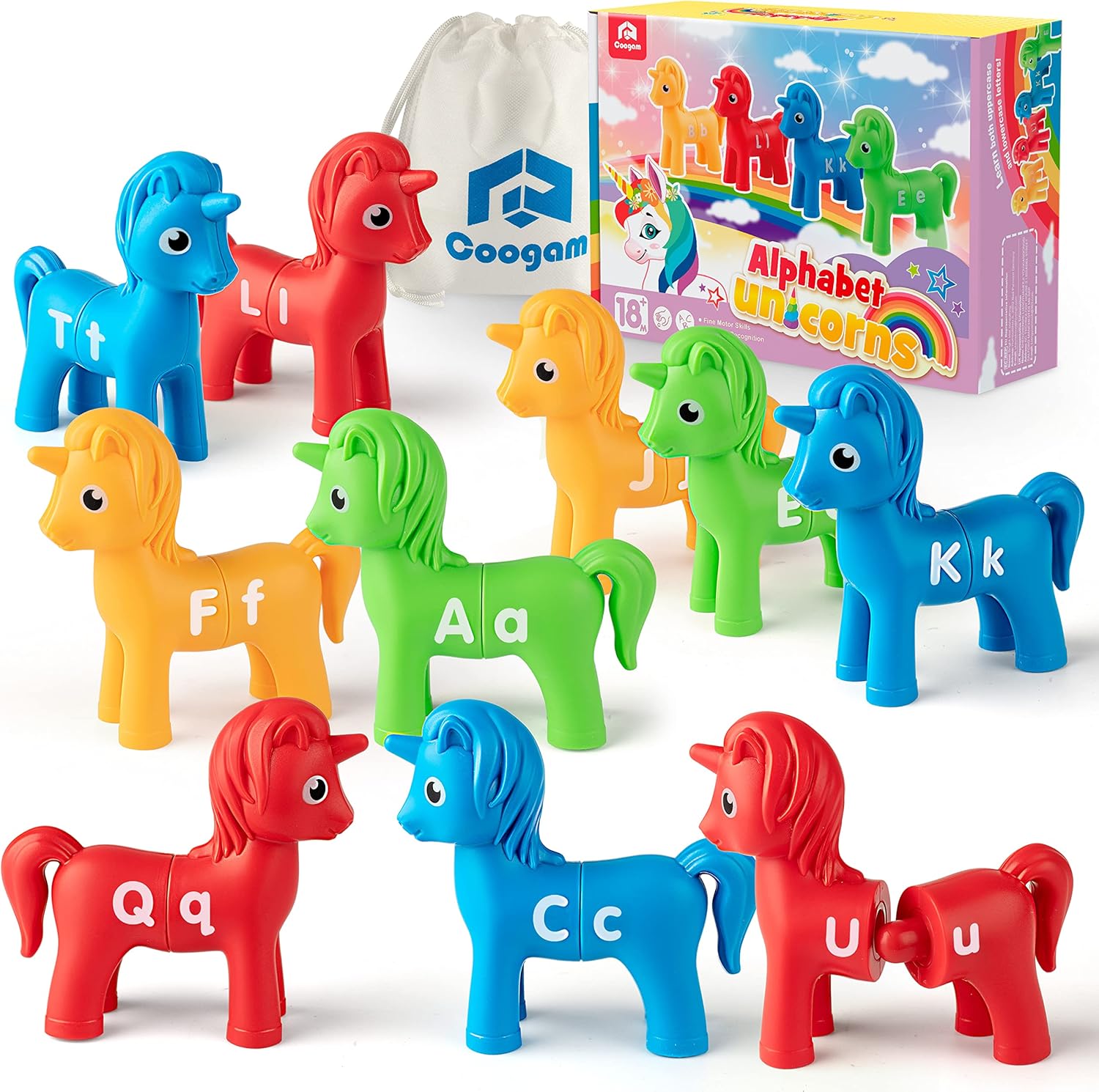 Coogam Unicorn Uppercase & Lowercase Letters Matching Game,13pcs Double-Sided AB...