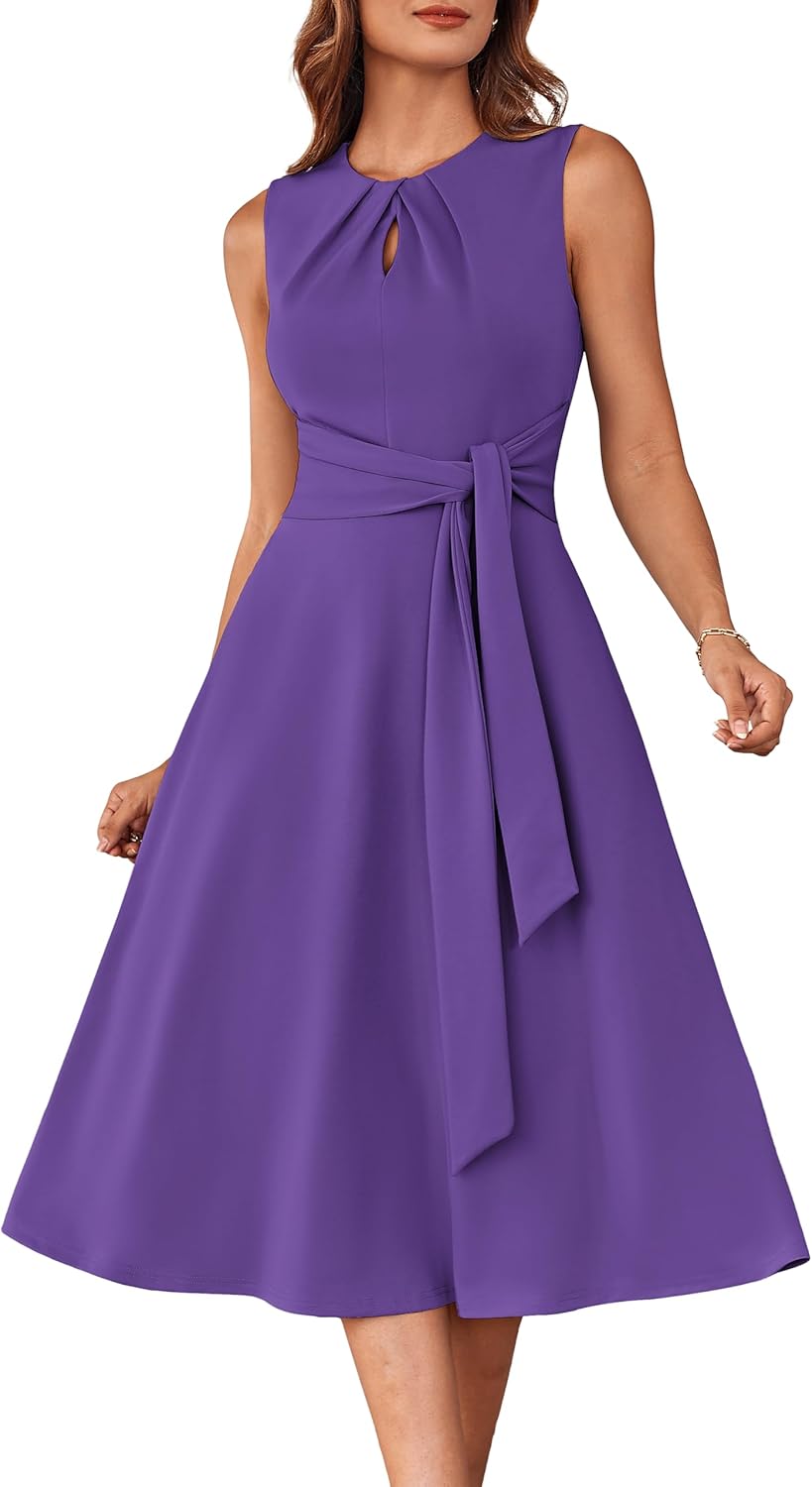 GRACE KARIN Women 2025 Summer Work Dress Sleeveless Tie Waist Elegant Party Cock...