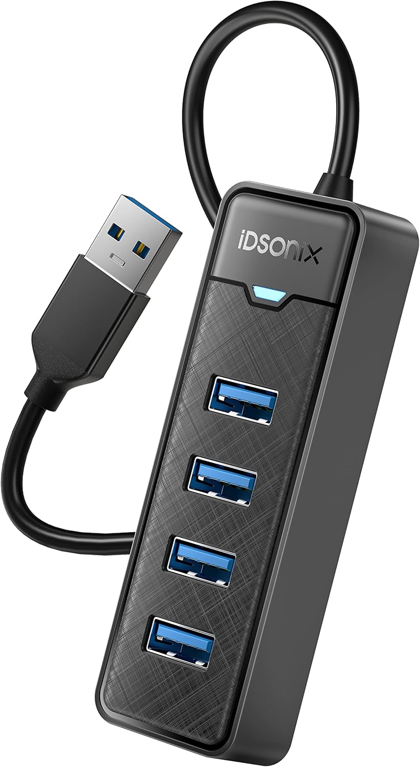4-Port USB Hub 3.0 for Laptop - iDsonix USB 3.0 Hub 5Gbps Multiport Adapter Port...