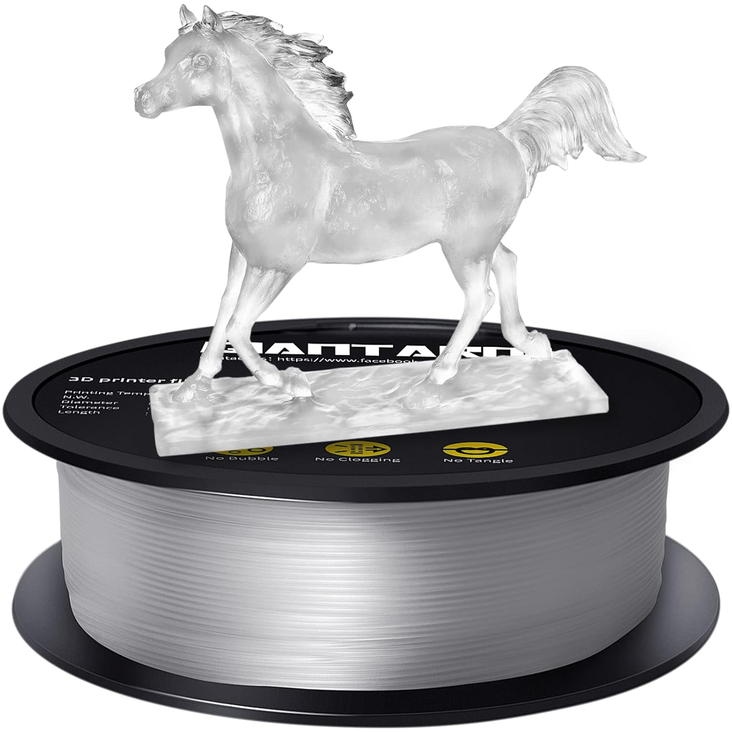 GIANTARM Clear PLA Filament, 1.75mm Transparent PLA 1kg Spool (2.2lbs), 3D Print...