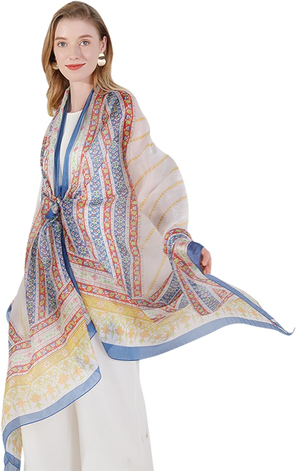 DANA XU 100% Mulberry Satin Silk Summer Travel Scarf Extra Large Women Floral Sh...