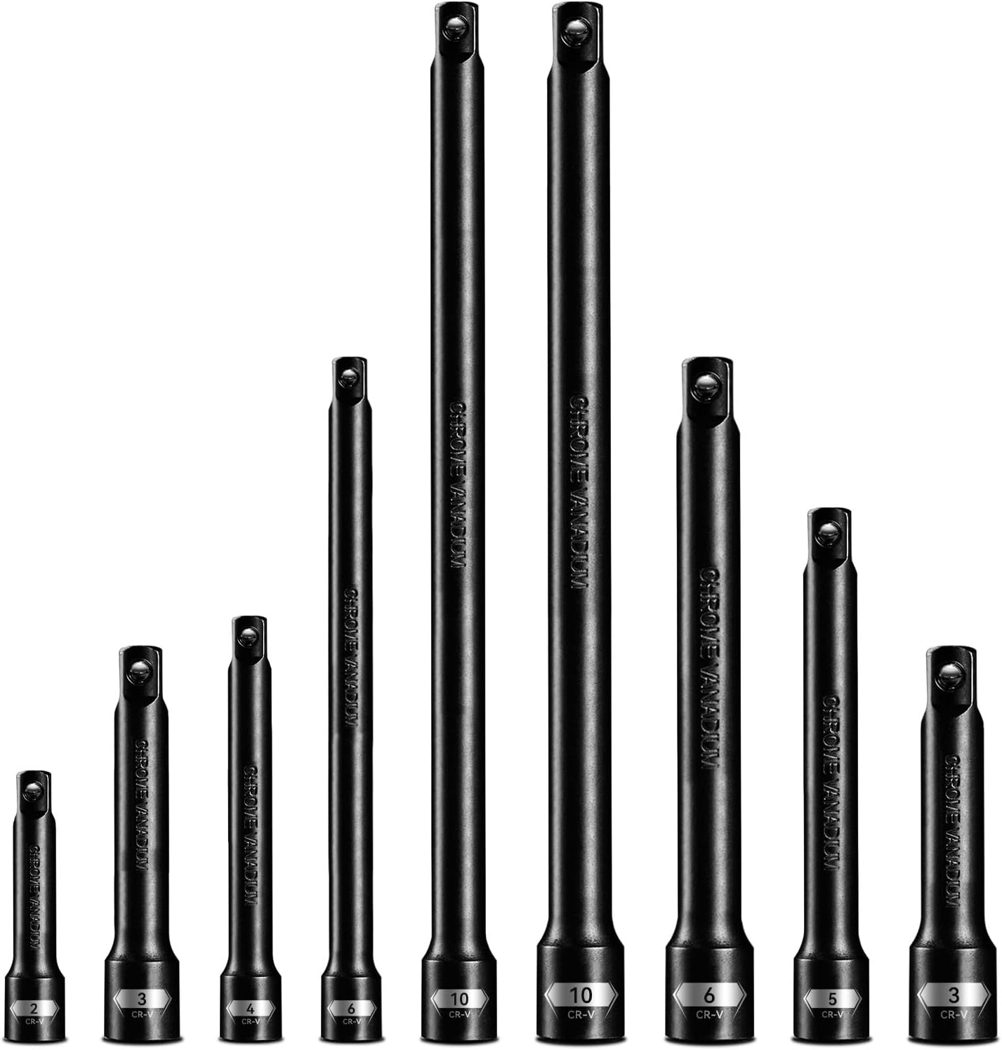 9 Pieces Impact Extension Bar Set, 1/4", 3/8" and 1/2" Drive Socket Extension, P...