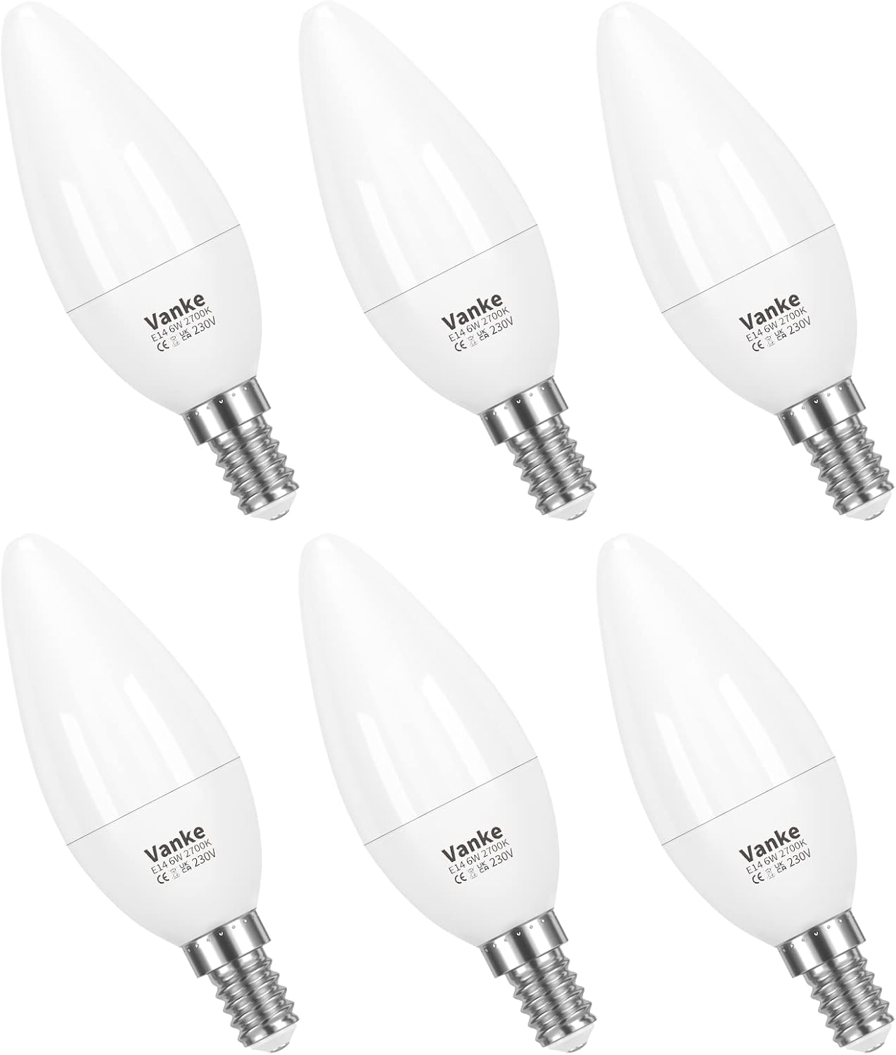 Vanke E14 LED Light Bulbs, Warm White 2700K Yellow...