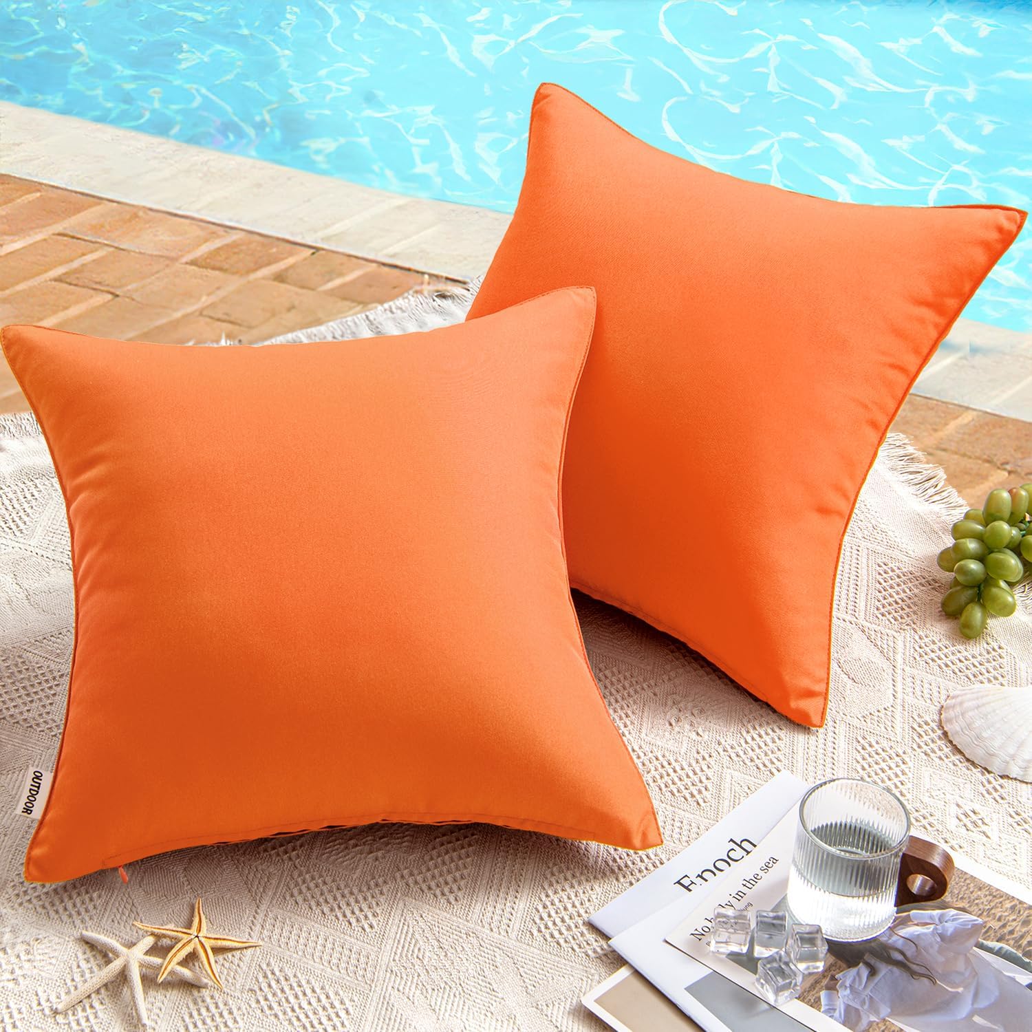 MIULEE Pack of 2 Decorative Outdoor Waterproof Pillow Covers Square Garden Cushi...