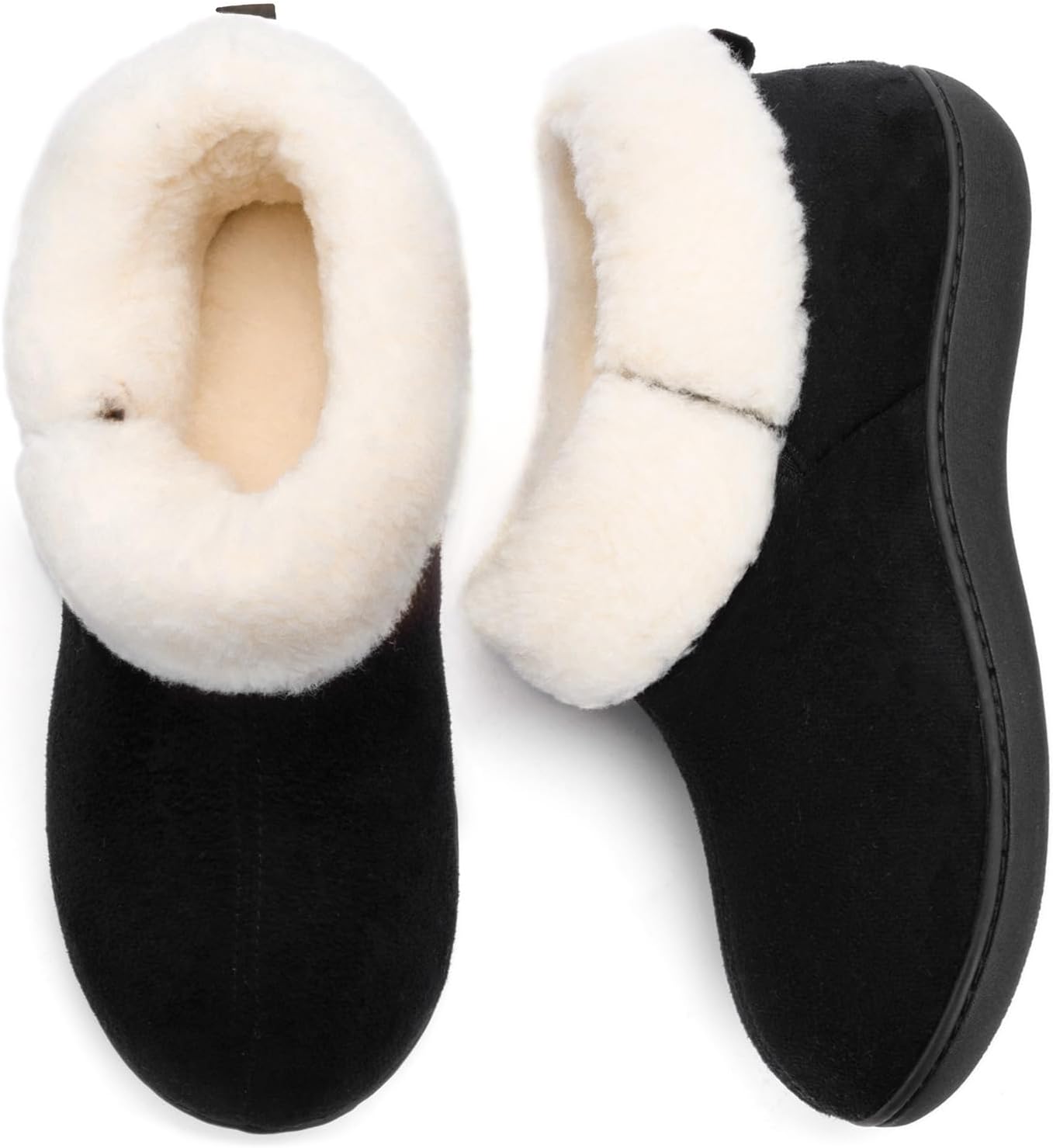 RockDove Women's Sierra Faux Leather Bootie Slipper 9 Charcoal Black