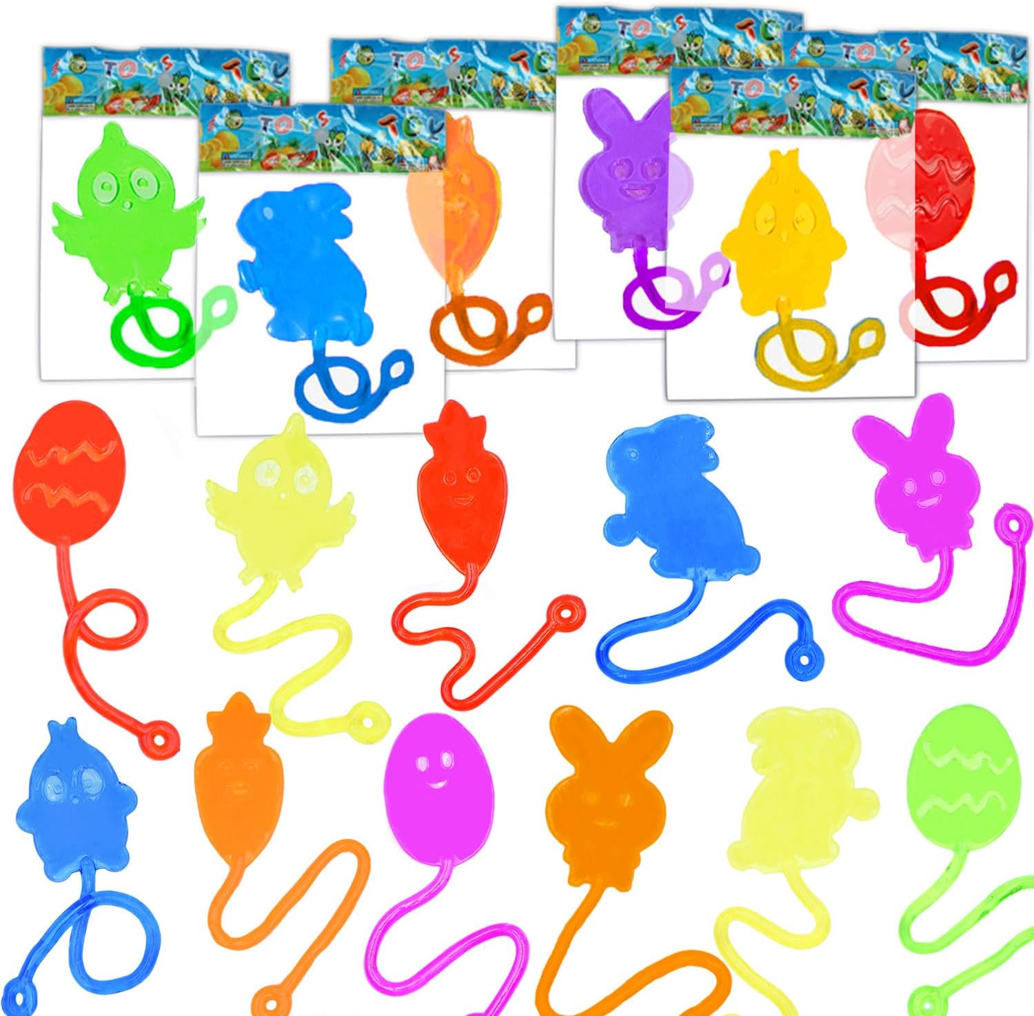 28 Pack Easter Sticky Hands Toys, Easter Theme Styles Stretchy Toys Easter Egg B...