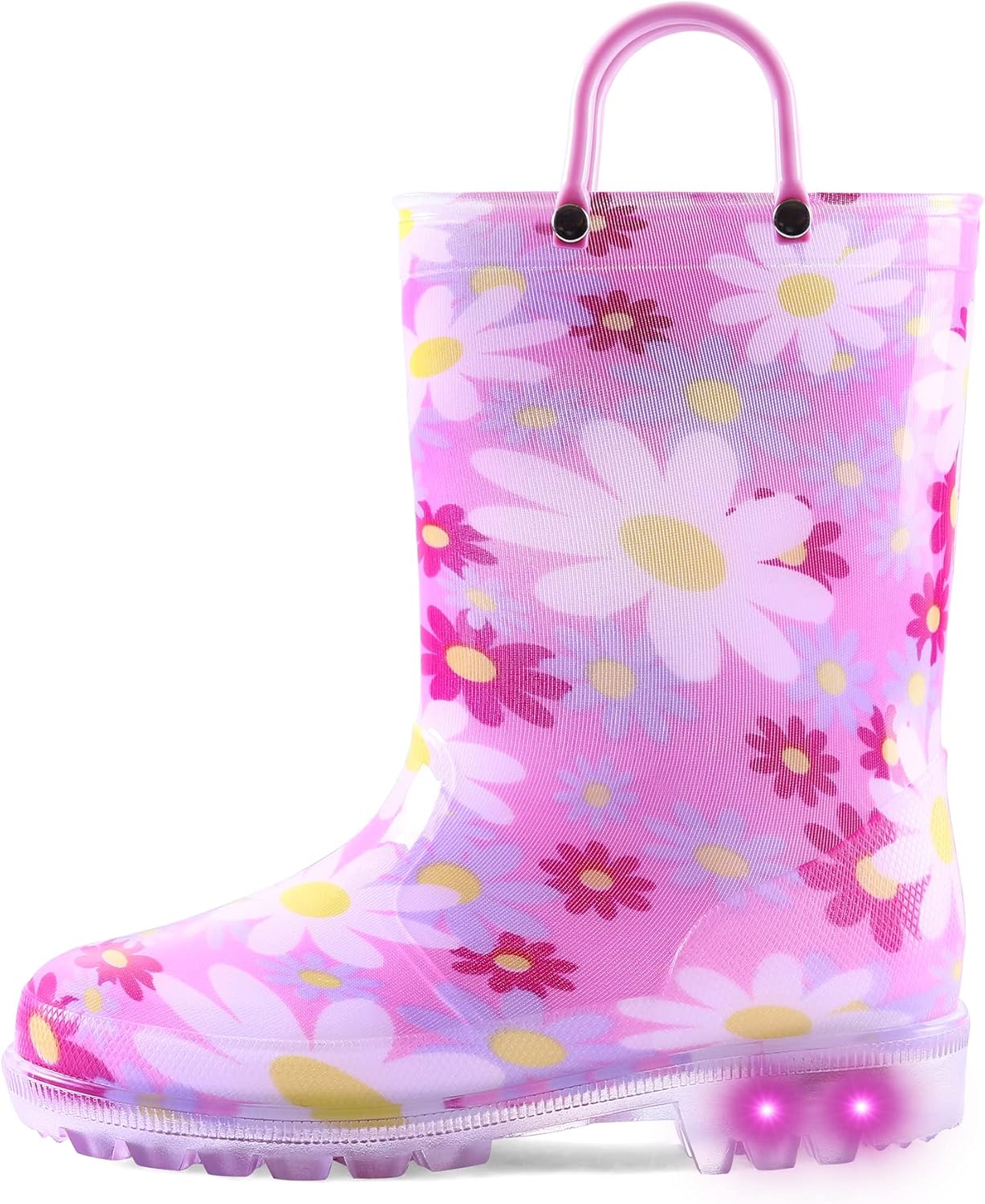 K KomForme Toddler Light Up Rain Boots for Girls Boys Waterproof Rain Boots with...