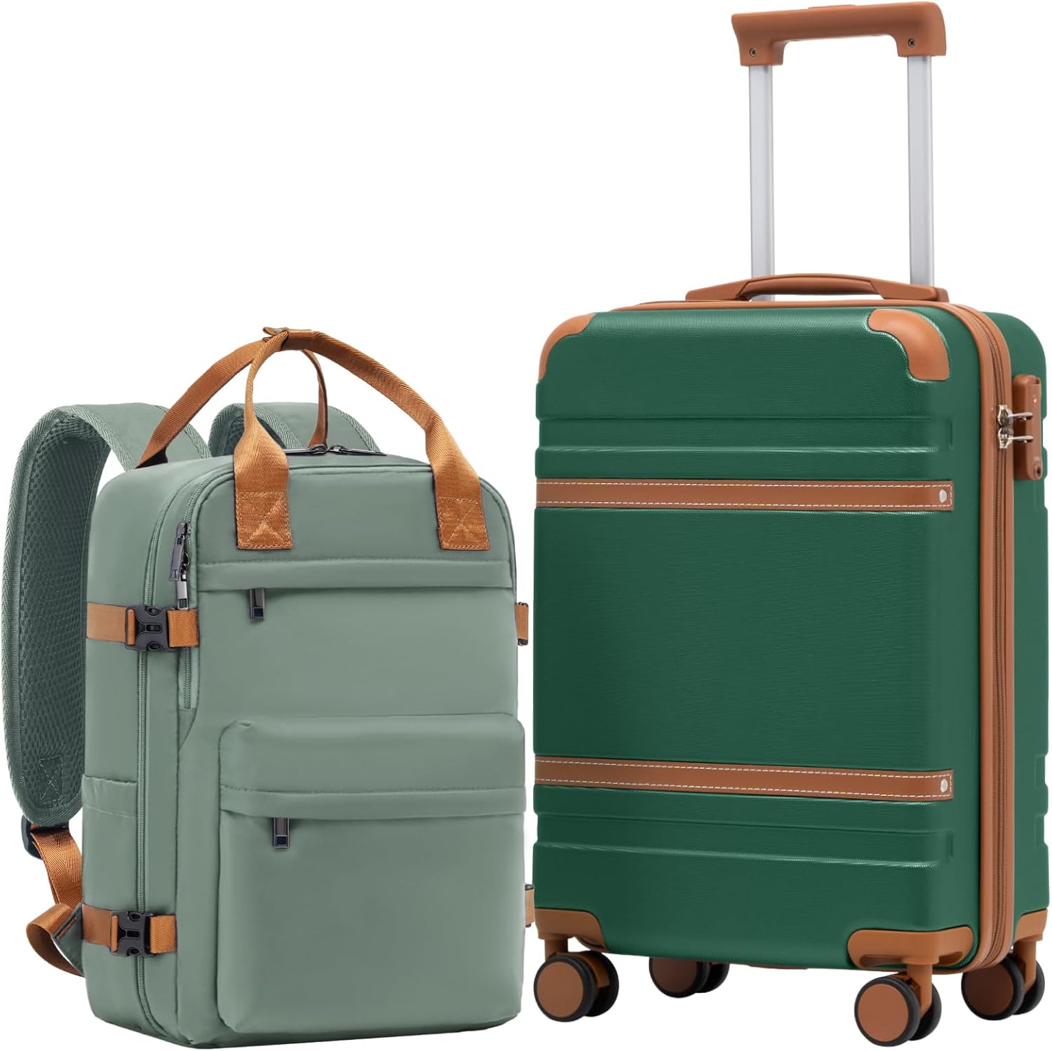 COOLIFE Cabin Suitcase 55X35X20cm and Cabin Backpack 20L(40X25X20cm) Set for Rya...