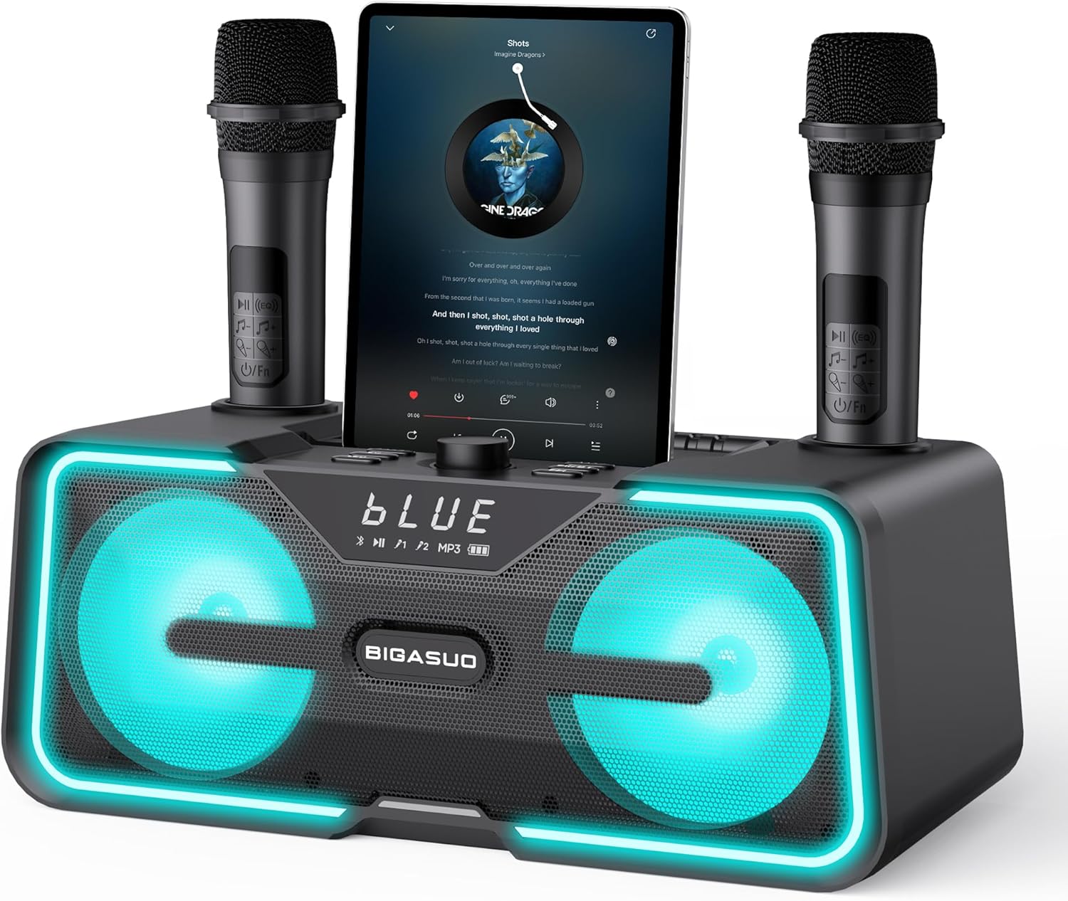 BIGASUO Karaoke Machine for Adults Kids Portable Bluetooth Karaoke Speaker with...