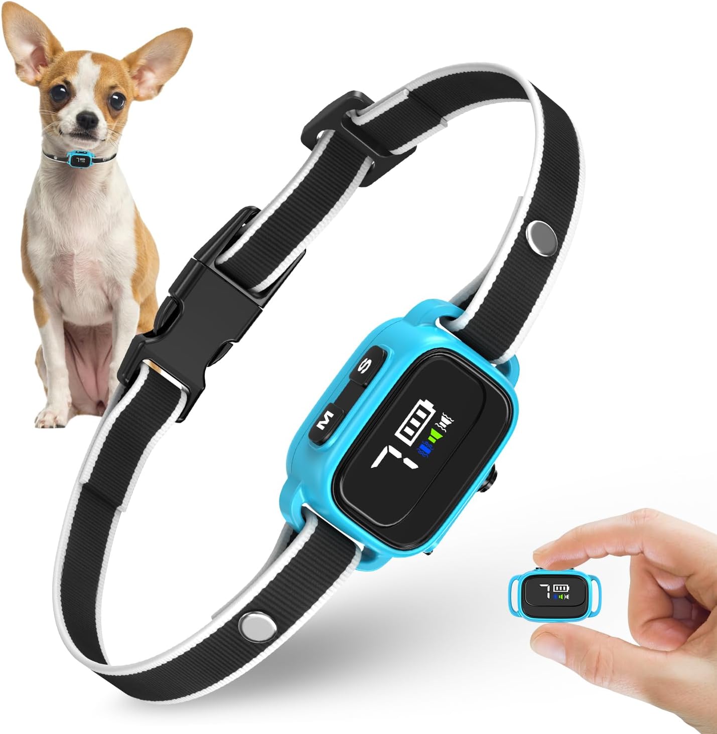 Anti-Bark Collar for Small Dogs, No Shock Anti Barking Collars with 7 Sensitivit...