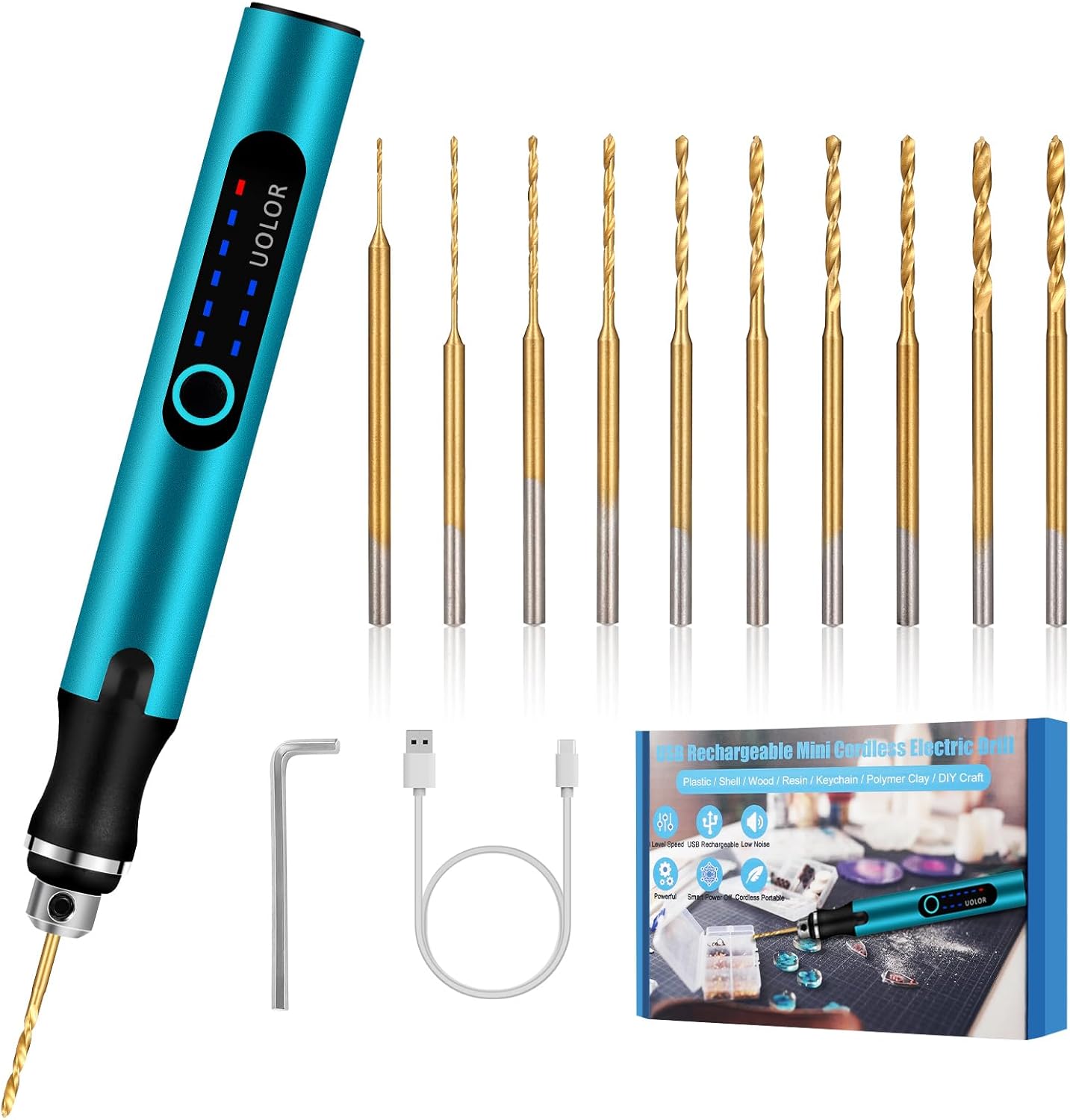 Uolor 3-Speed Cordless Mini Drill Pen, Rechargeable DIY Electric Hand Drill with...