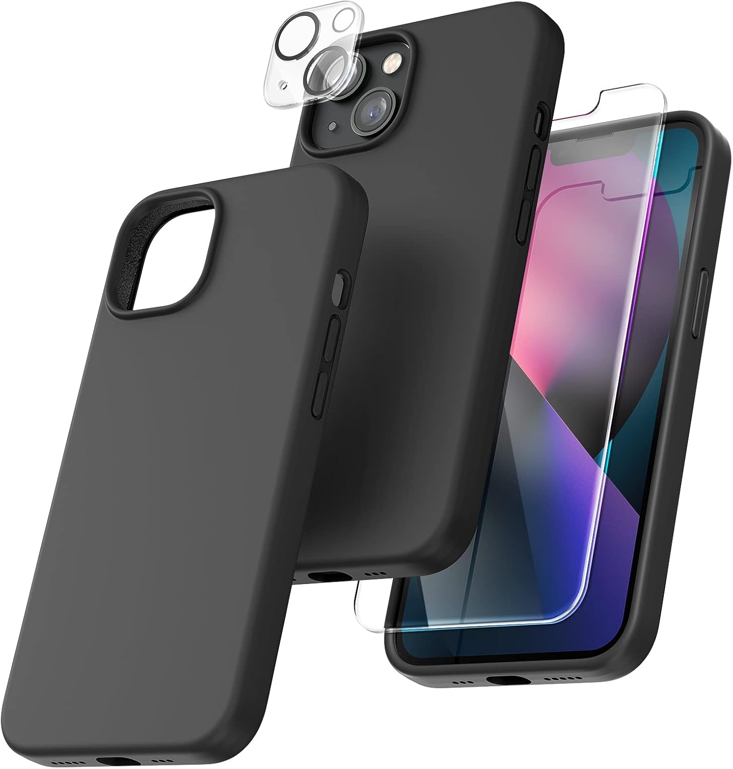 TOCOL 5 in 1 for iPhone 13 Case 6.1 Inch, with 2 Pack Tempered Glass Screen Prot...