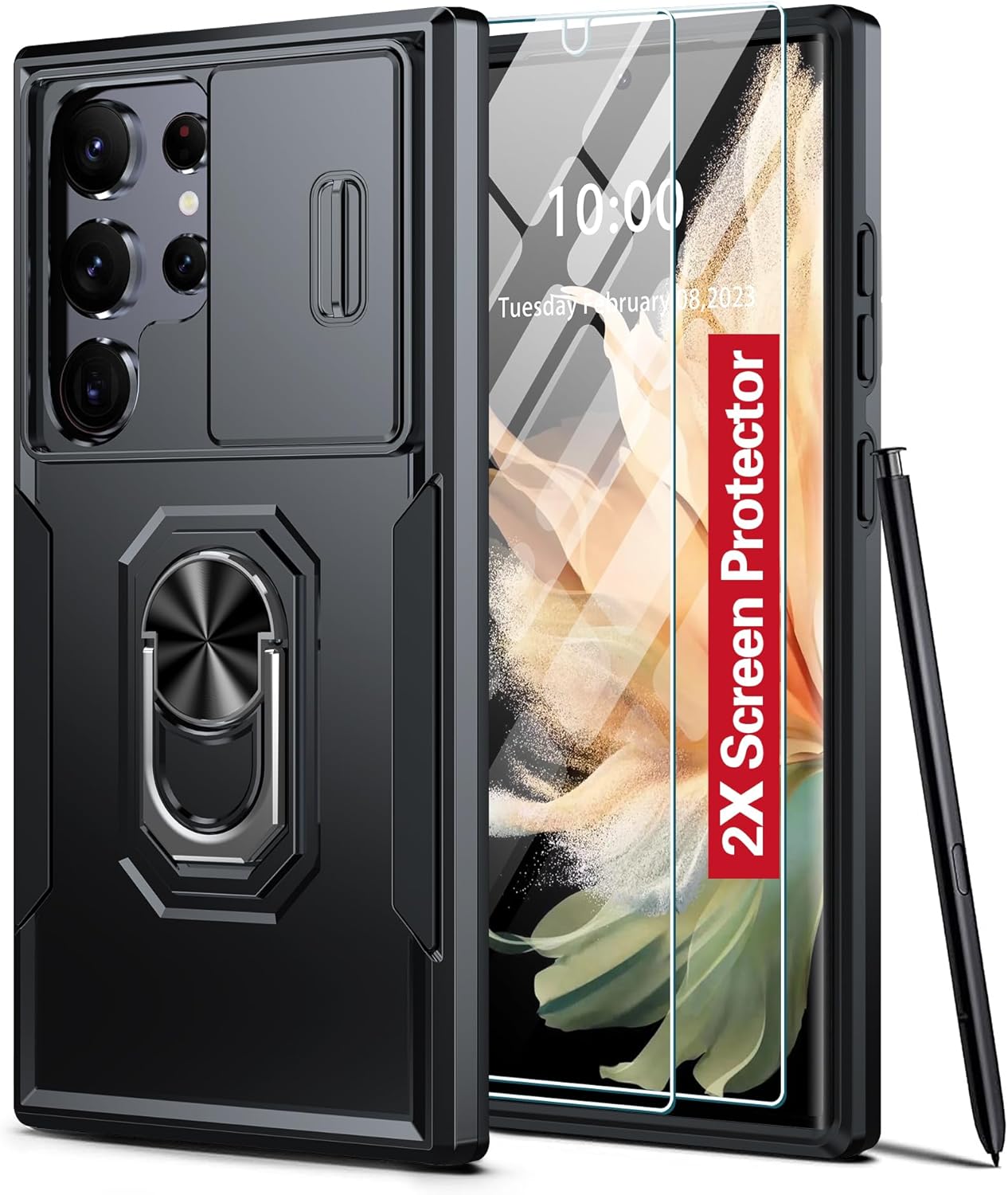 AMILIFECASES For Samsung Galaxy S24 Ultra Case,[Built-in Slide Camera Cover & Ro...