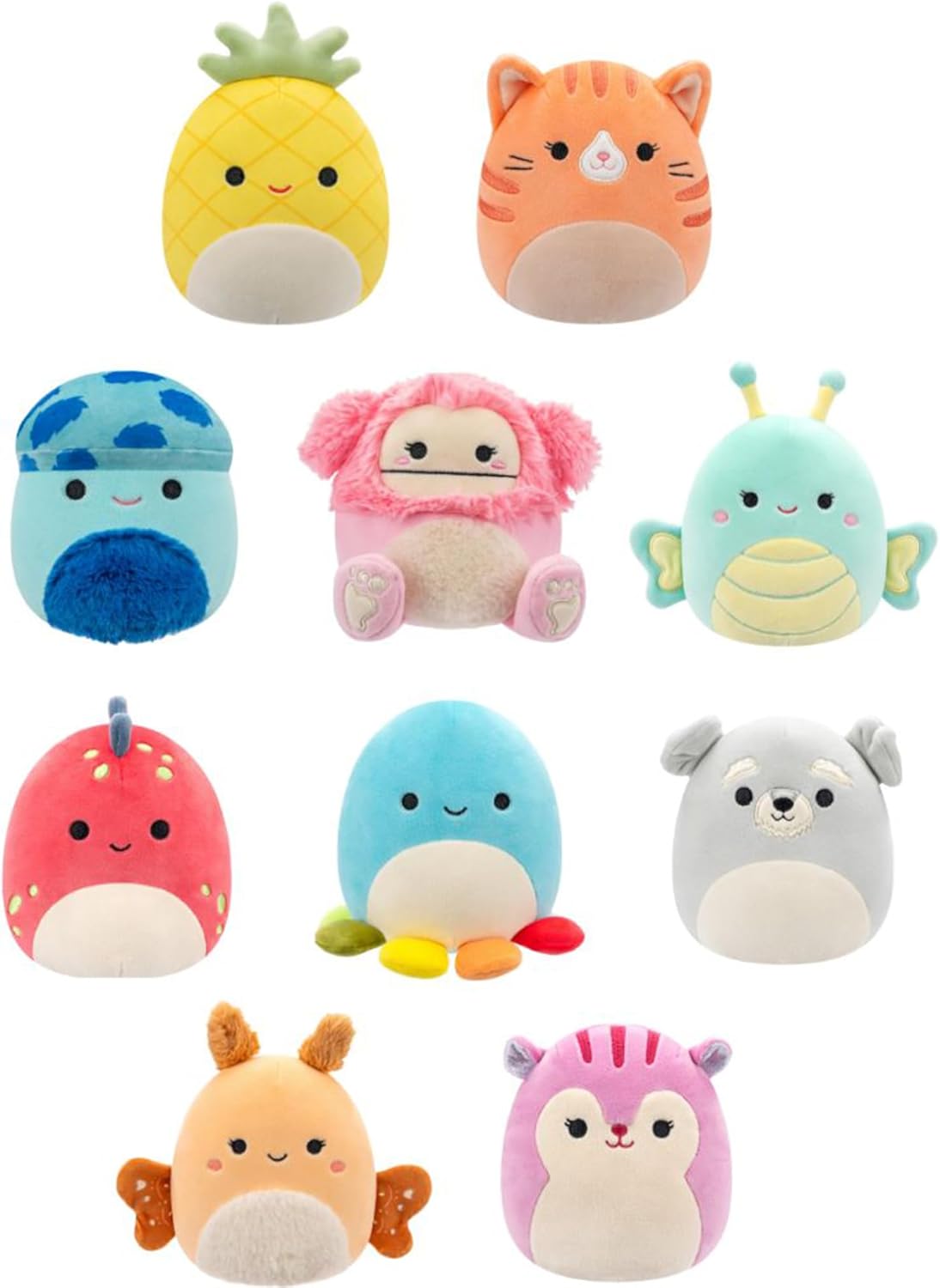 Squishmallows Original 5-Inch Plush Gigi Tabby Cat, Dolan Dino, Brina Bigfoot, M...